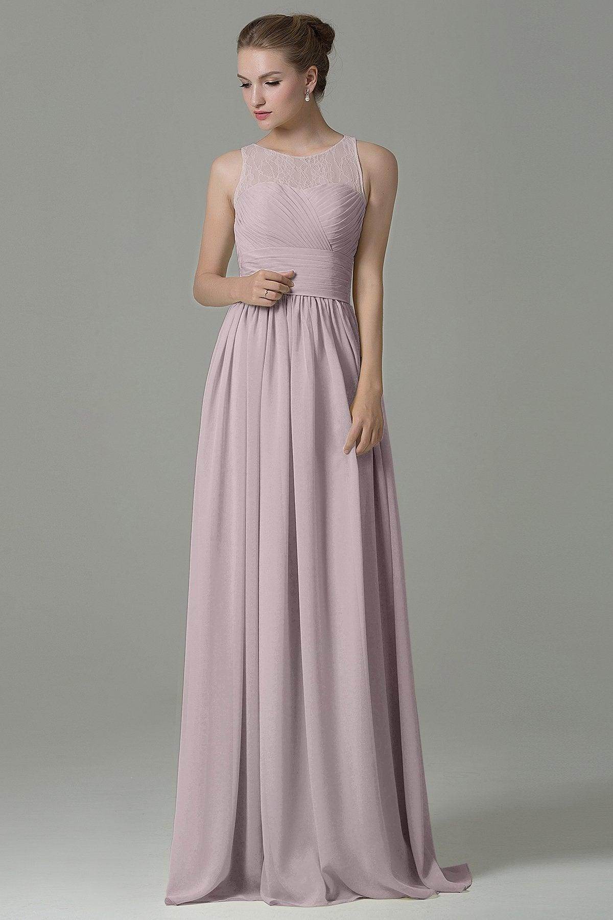 Sheath Floor Length Lace/Chiffon Bridesmaid Dress COZK16005