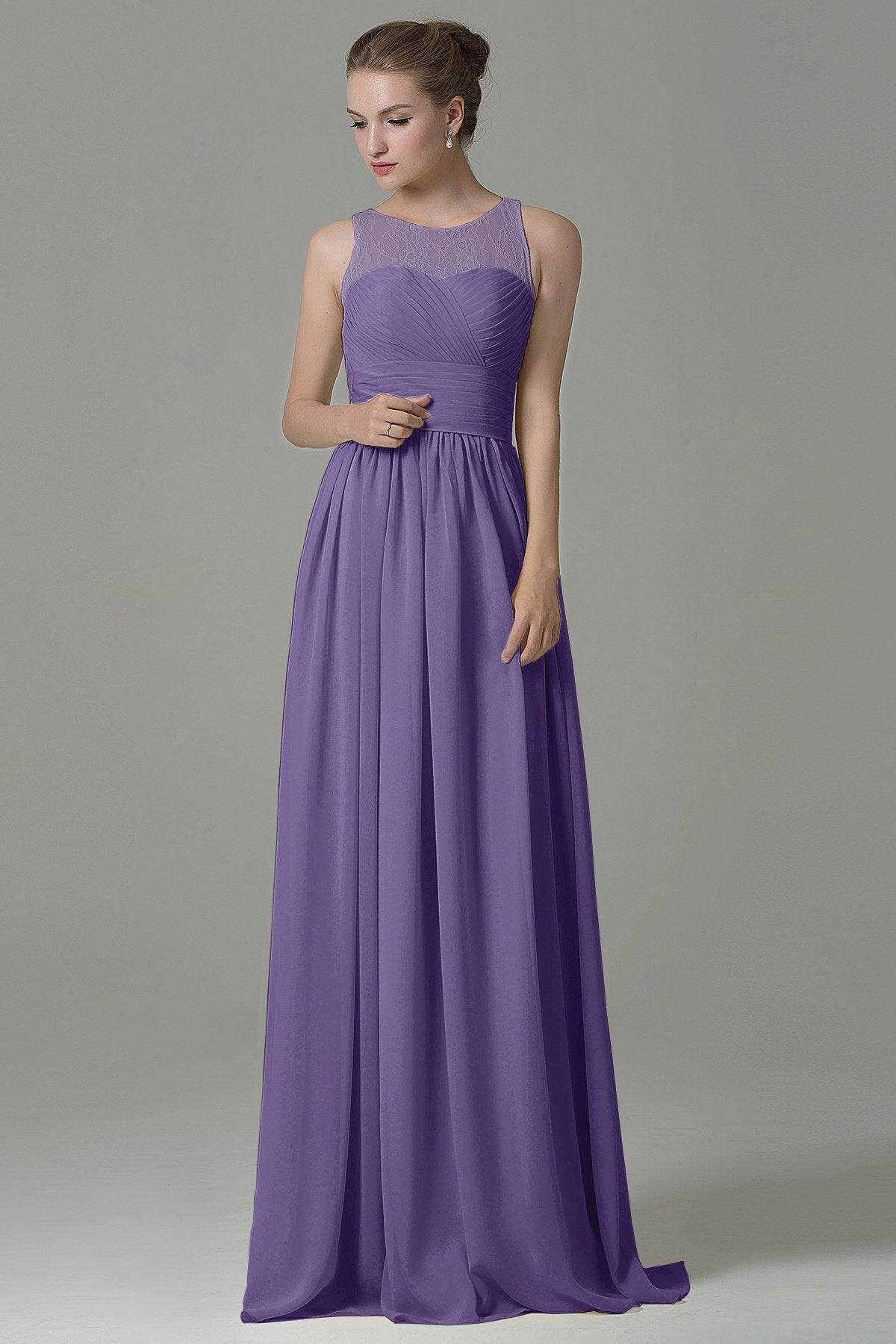 Sheath Floor Length Lace/Chiffon Bridesmaid Dress COZK16005