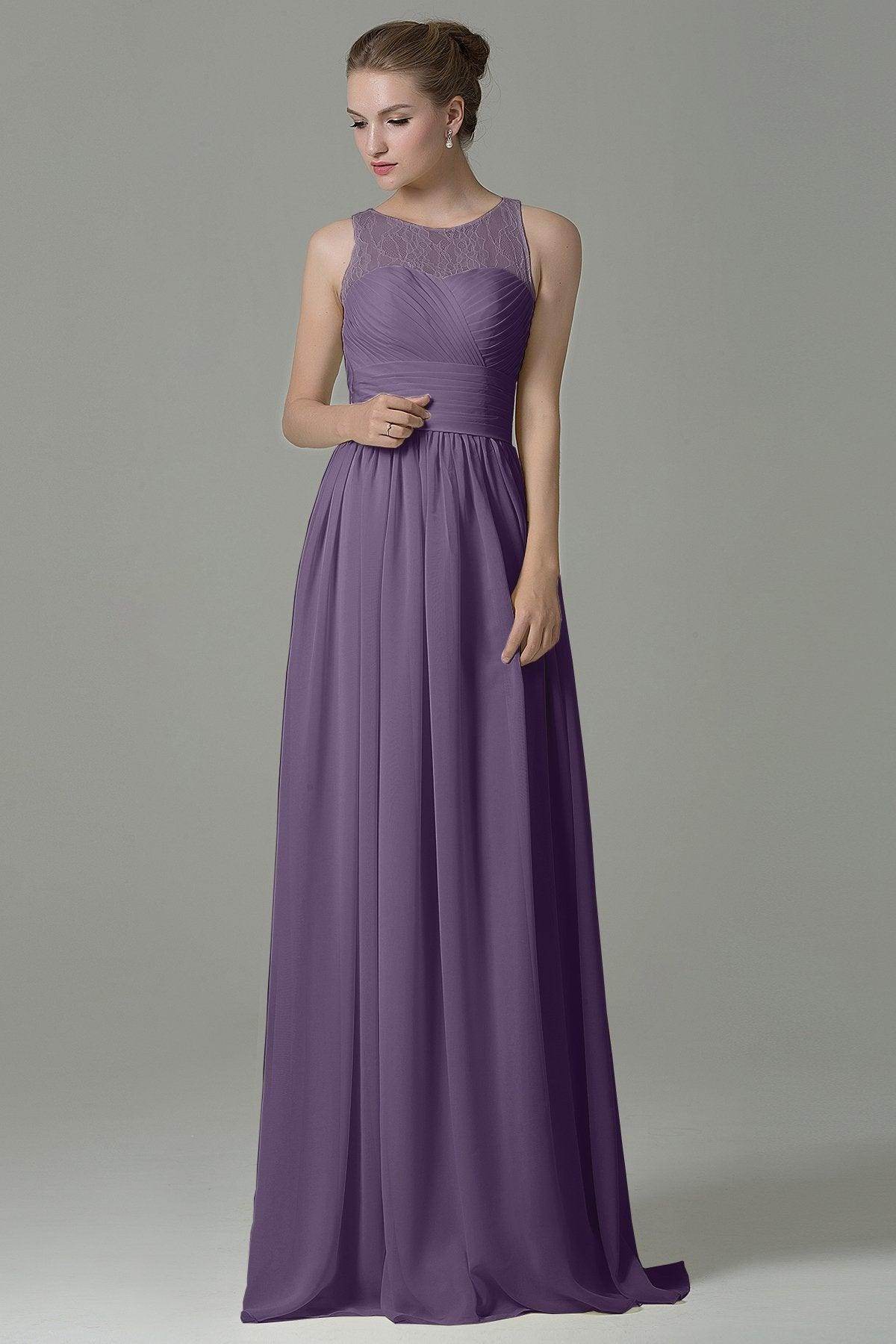 Sheath Floor Length Lace/Chiffon Bridesmaid Dress COZK16005
