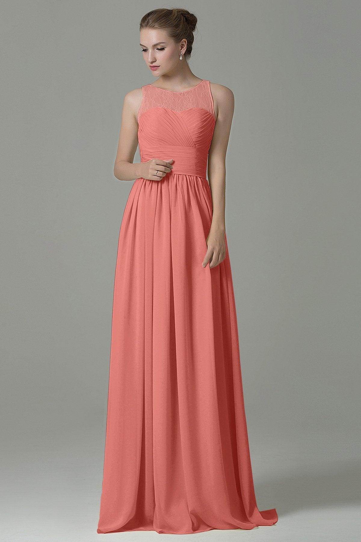 Sheath Floor Length Lace/Chiffon Bridesmaid Dress COZK16005