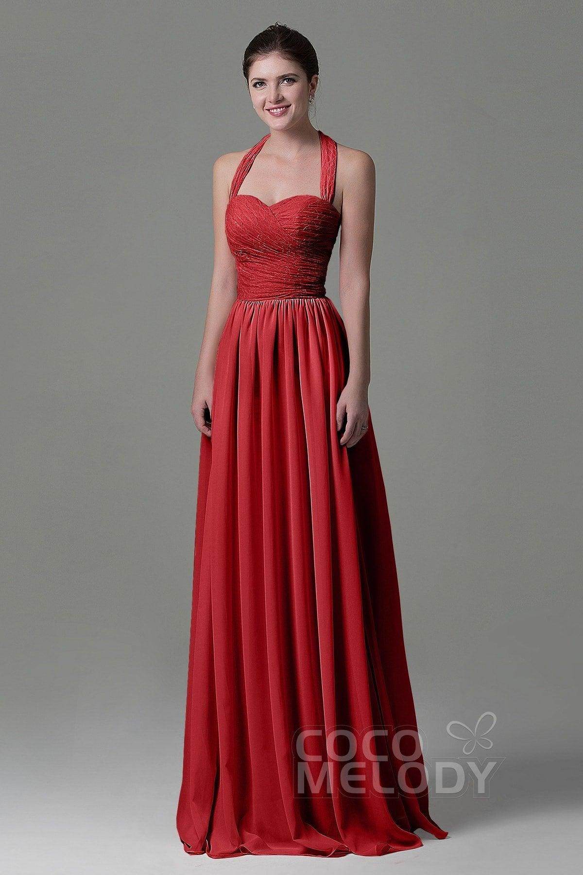 A-Line Floor Length Lace/Chiffon Bridesmaid Dress COZK16006