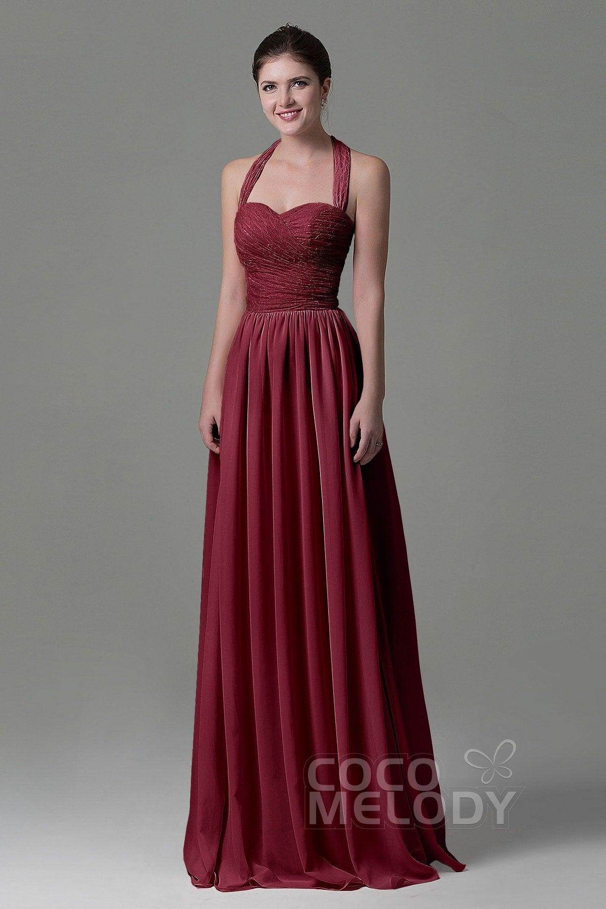 A-Line Floor Length Lace/Chiffon Bridesmaid Dress COZK16006