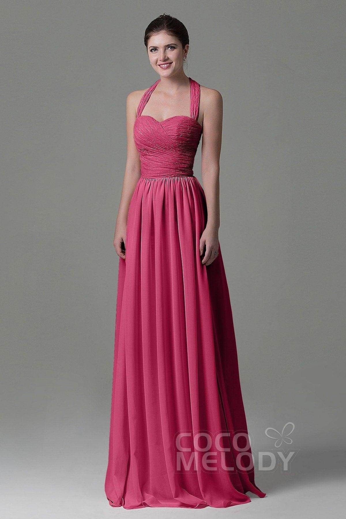 A-Line Floor Length Lace/Chiffon Bridesmaid Dress COZK16006