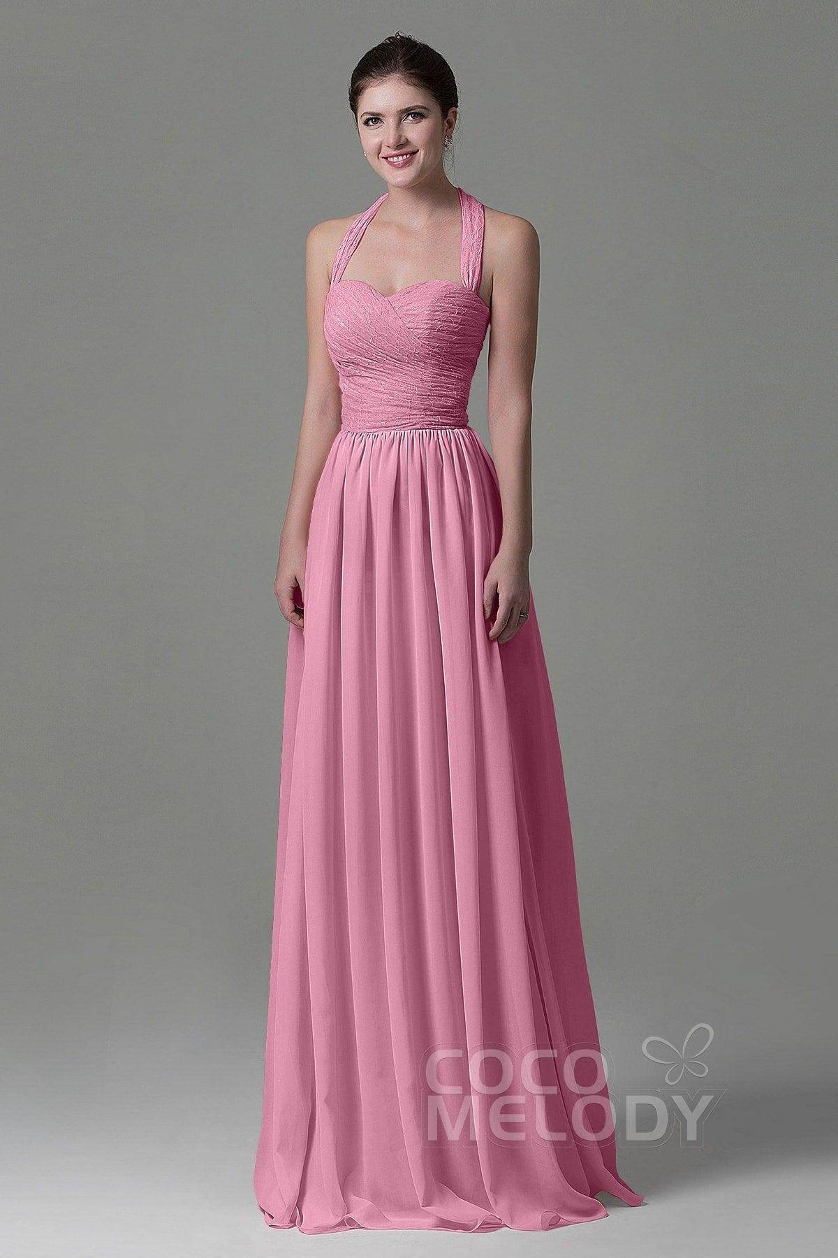 A-Line Floor Length Lace/Chiffon Bridesmaid Dress COZK16006