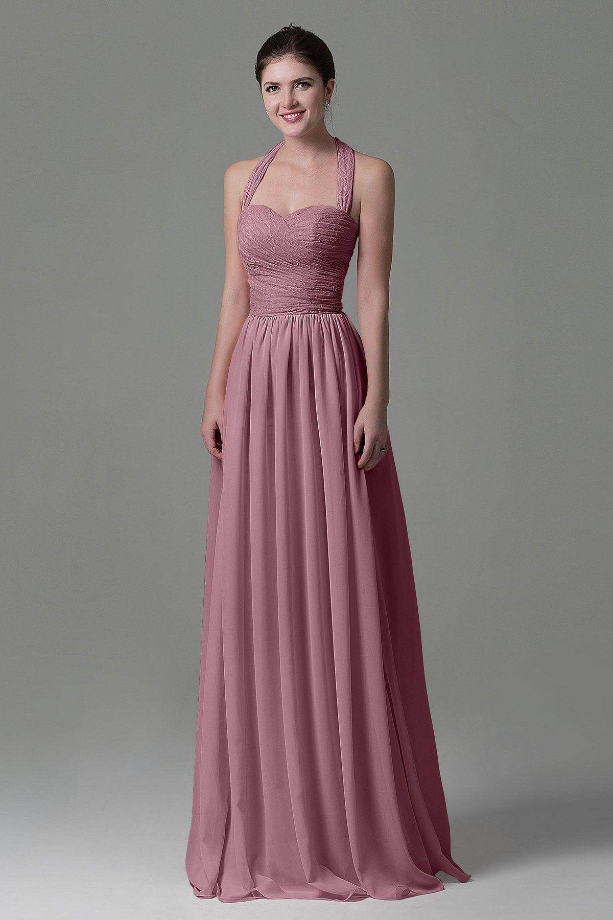 A-Line Floor Length Lace/Chiffon Bridesmaid Dress COZK16006