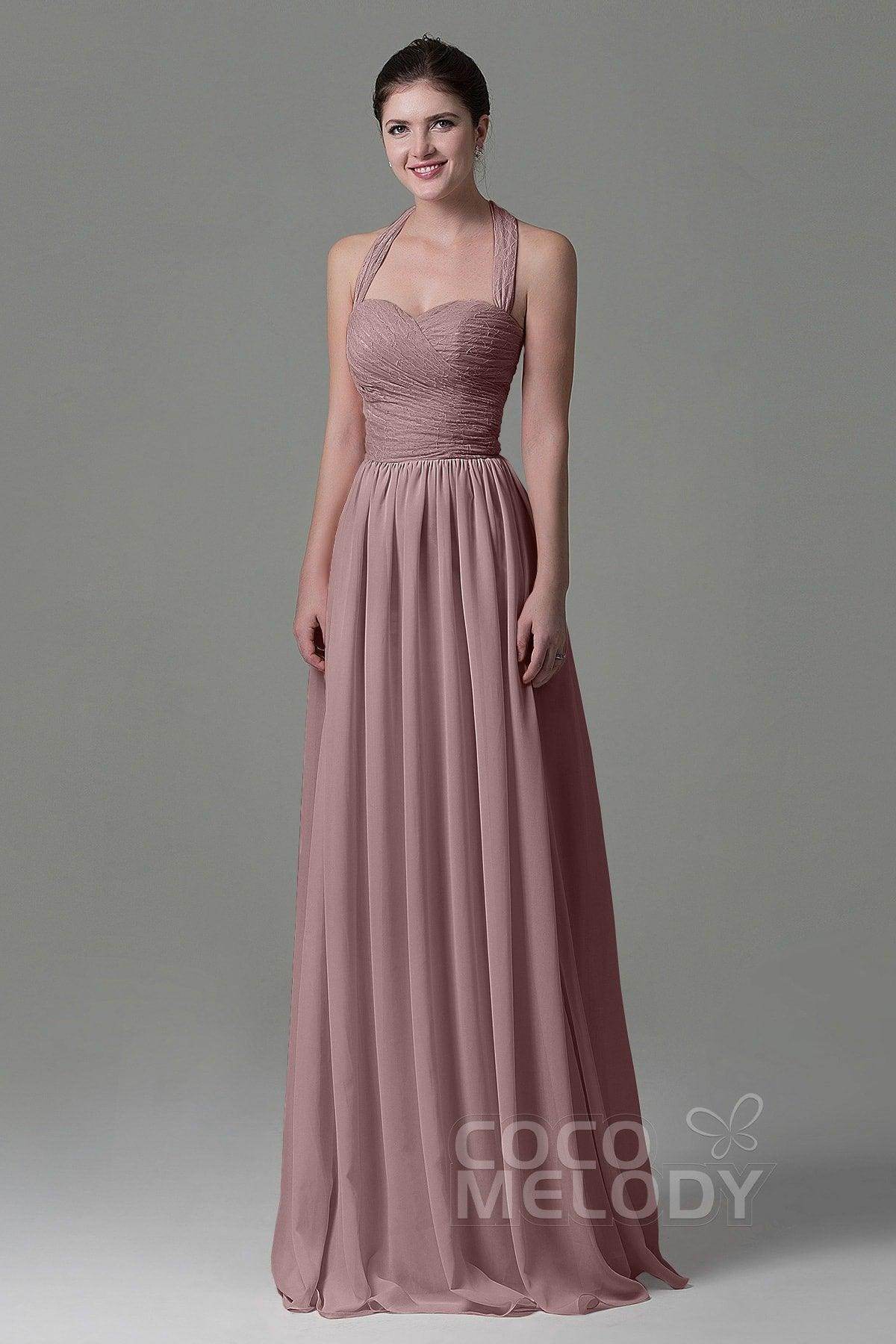 A-Line Floor Length Lace/Chiffon Bridesmaid Dress COZK16006