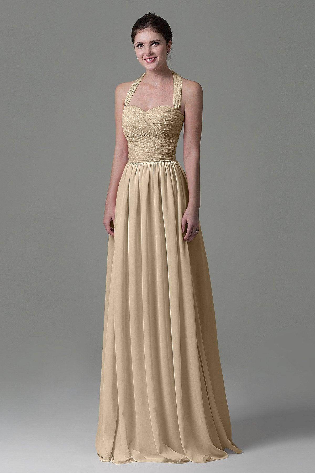A-Line Floor Length Lace/Chiffon Bridesmaid Dress COZK16006