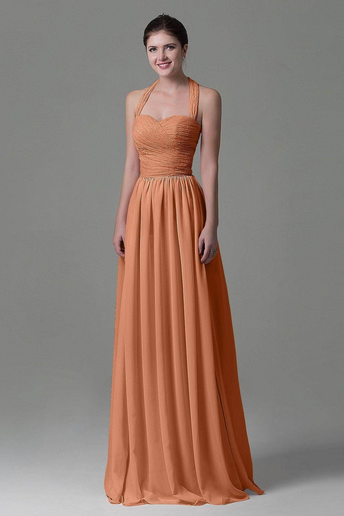 A-Line Floor Length Lace/Chiffon Bridesmaid Dress COZK16006