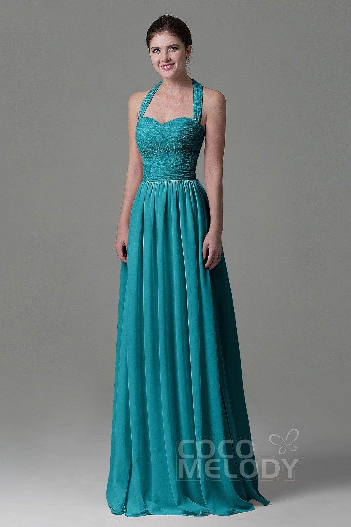 A-Line Floor Length Lace/Chiffon Bridesmaid Dress COZK16006