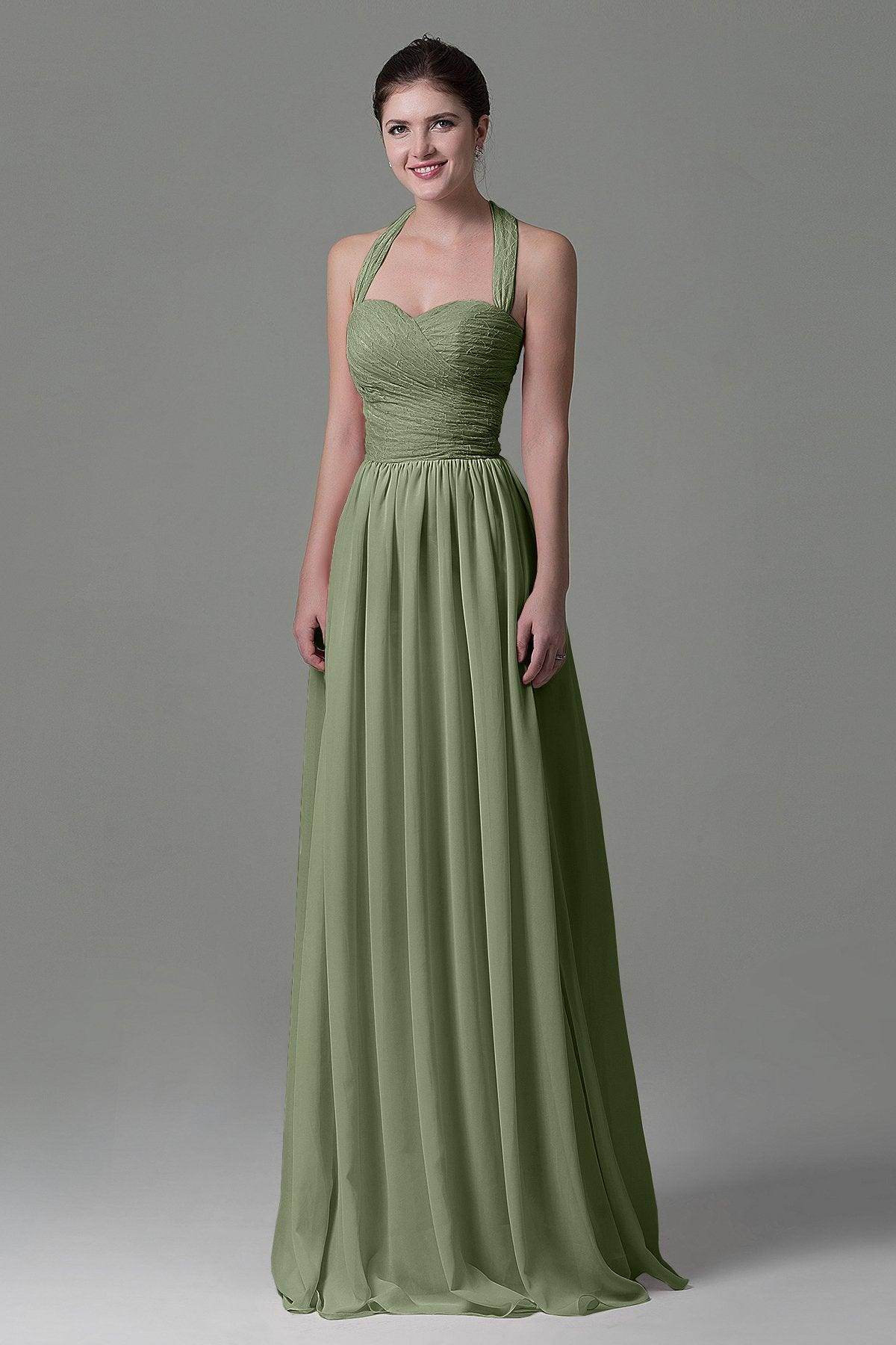 A-Line Floor Length Lace/Chiffon Bridesmaid Dress COZK16006