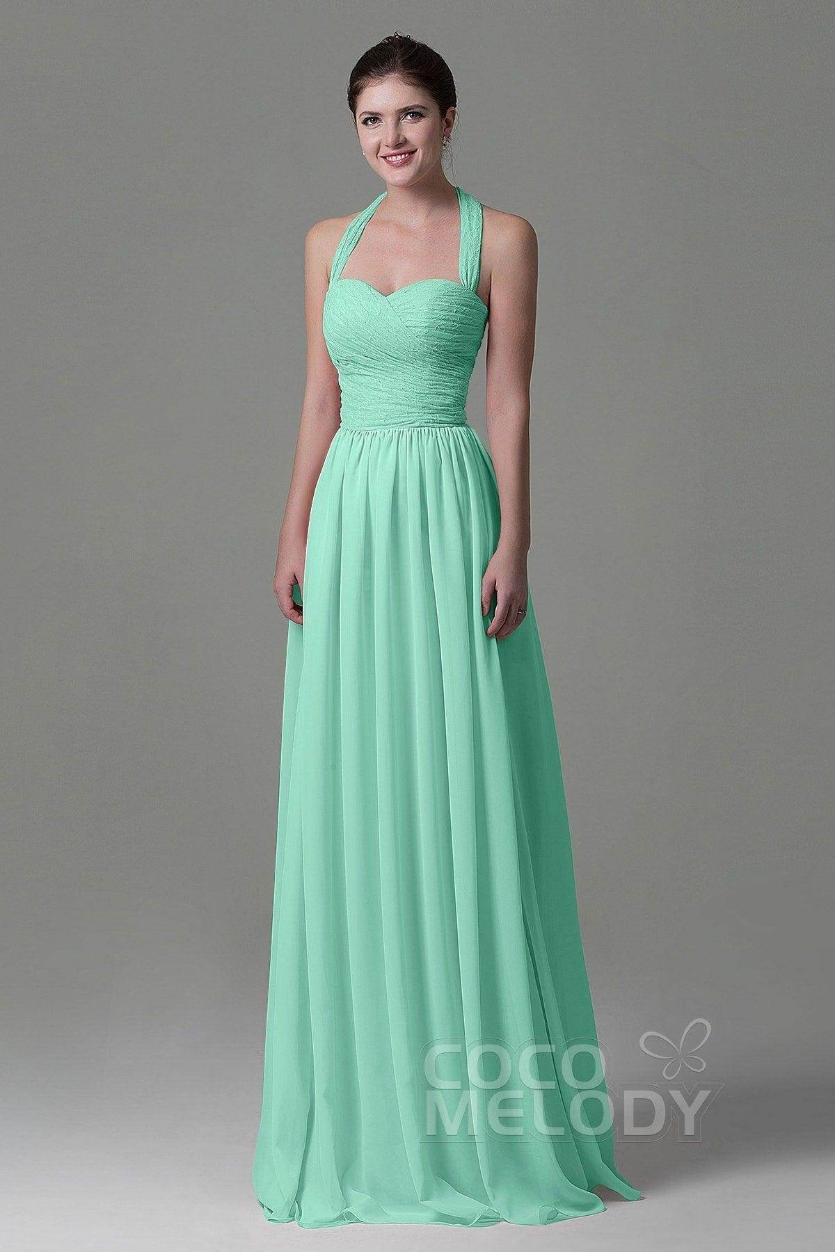 A-Line Floor Length Lace/Chiffon Bridesmaid Dress COZK16006