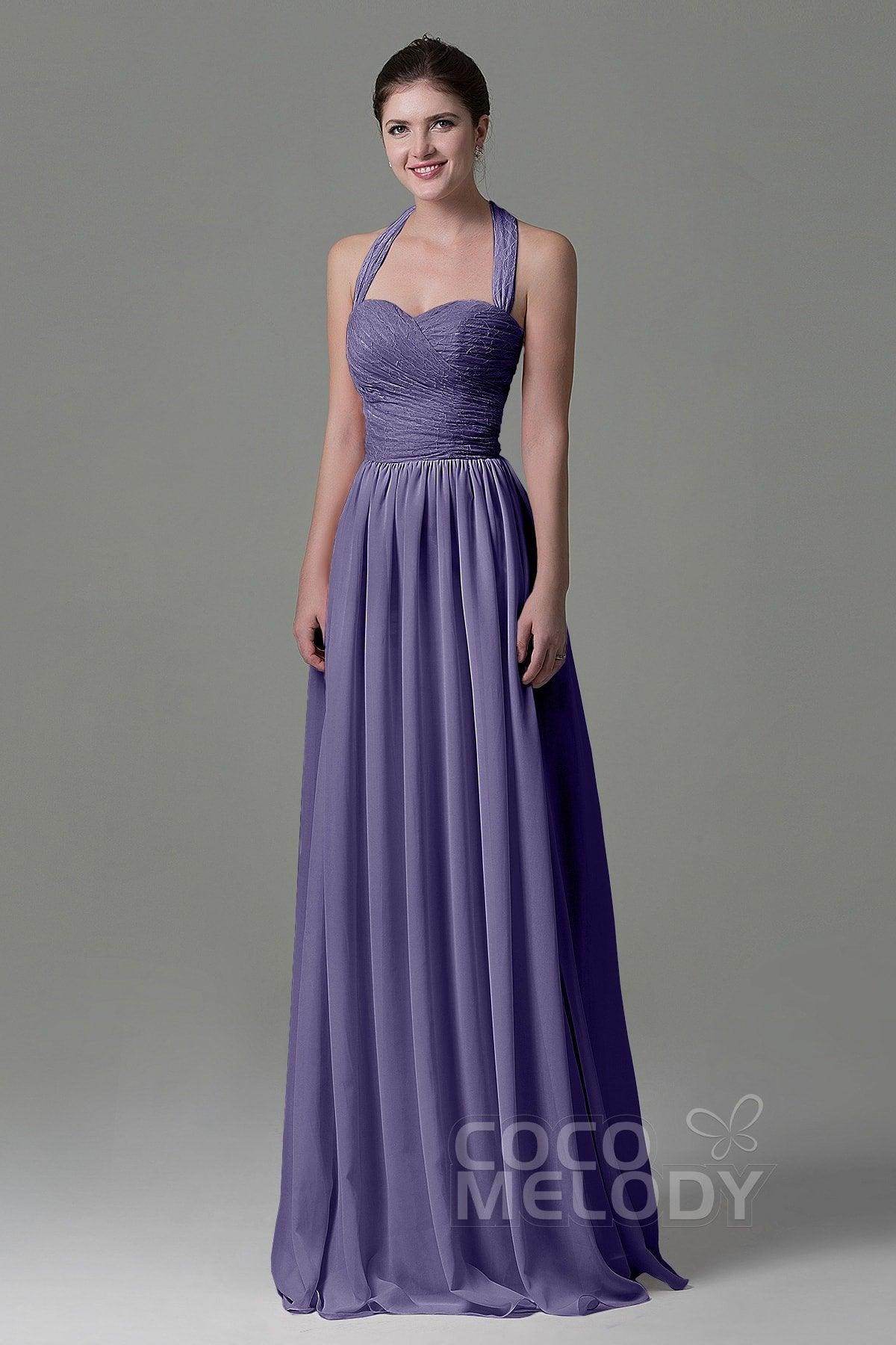A-Line Floor Length Lace/Chiffon Bridesmaid Dress COZK16006