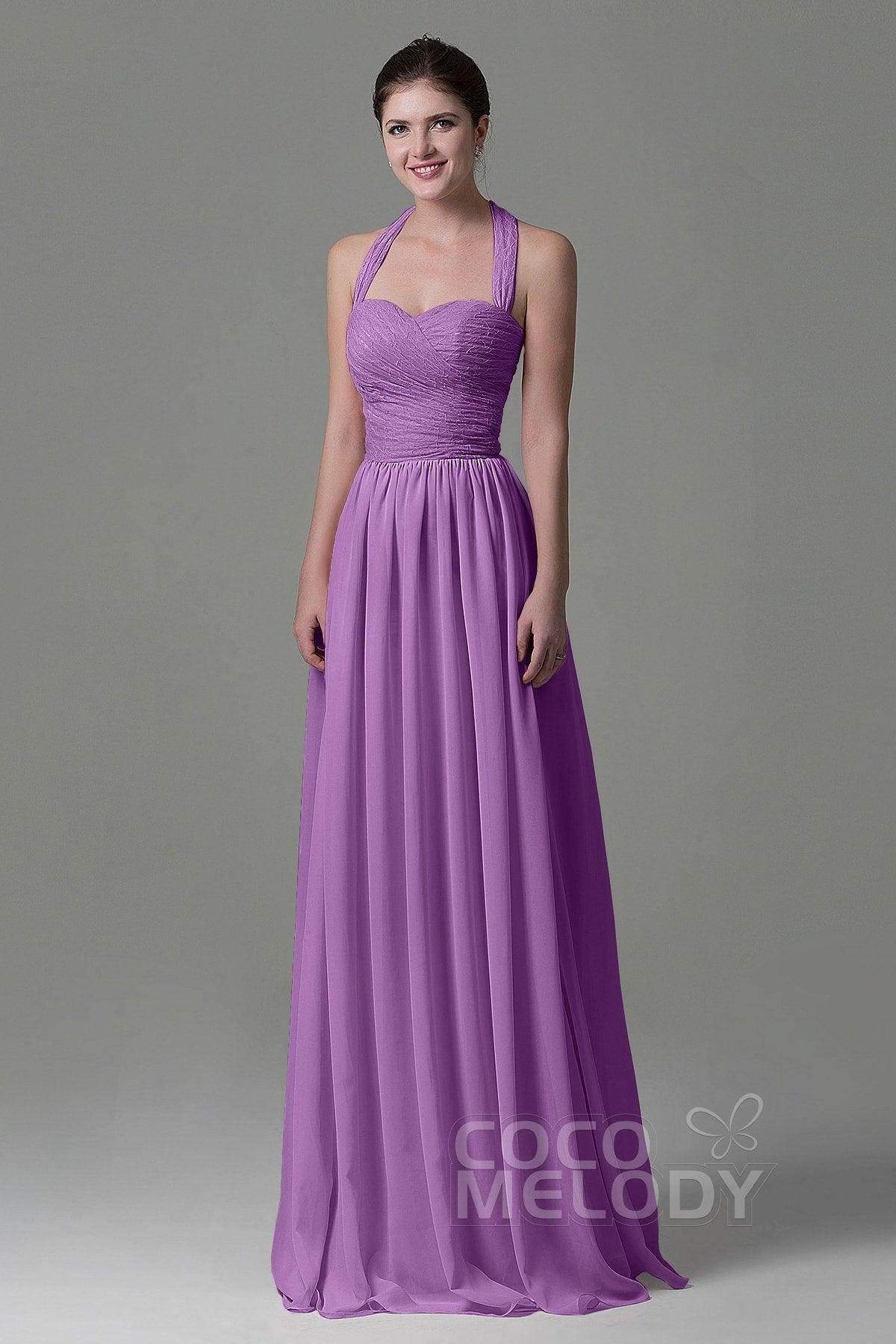 A-Line Floor Length Lace/Chiffon Bridesmaid Dress COZK16006