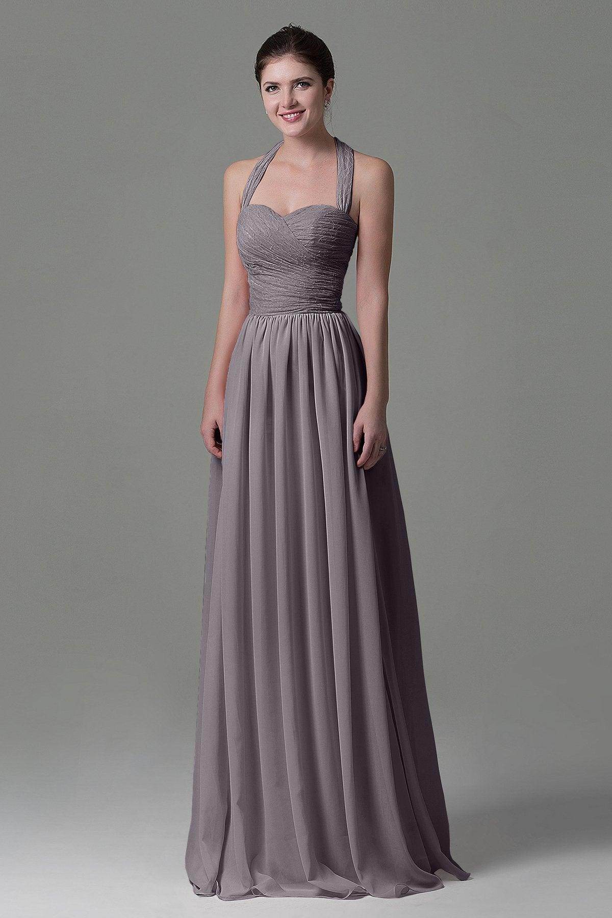 A-Line Floor Length Lace/Chiffon Bridesmaid Dress COZK16006