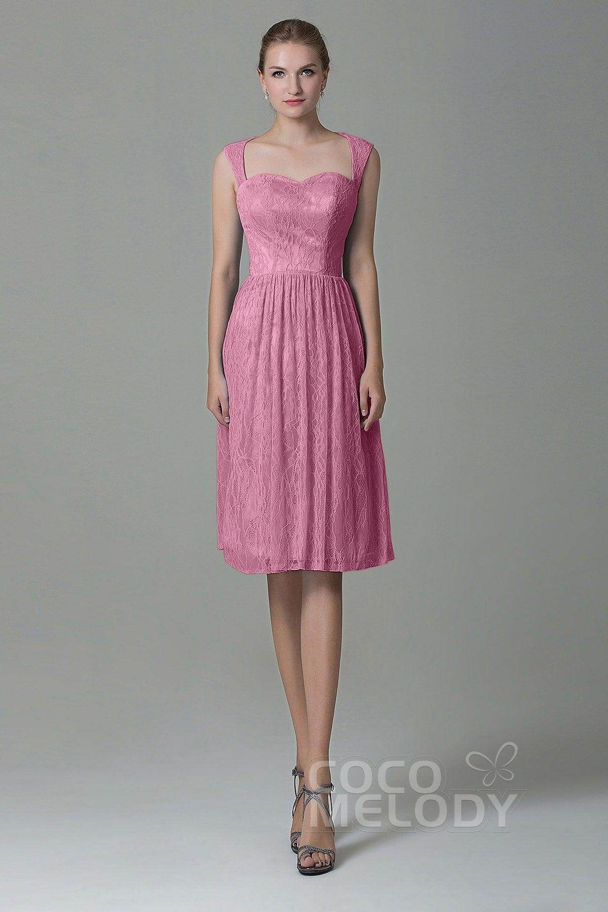 Sheath-Column Knee Length Lace Bridesmaid Dress COZK16007