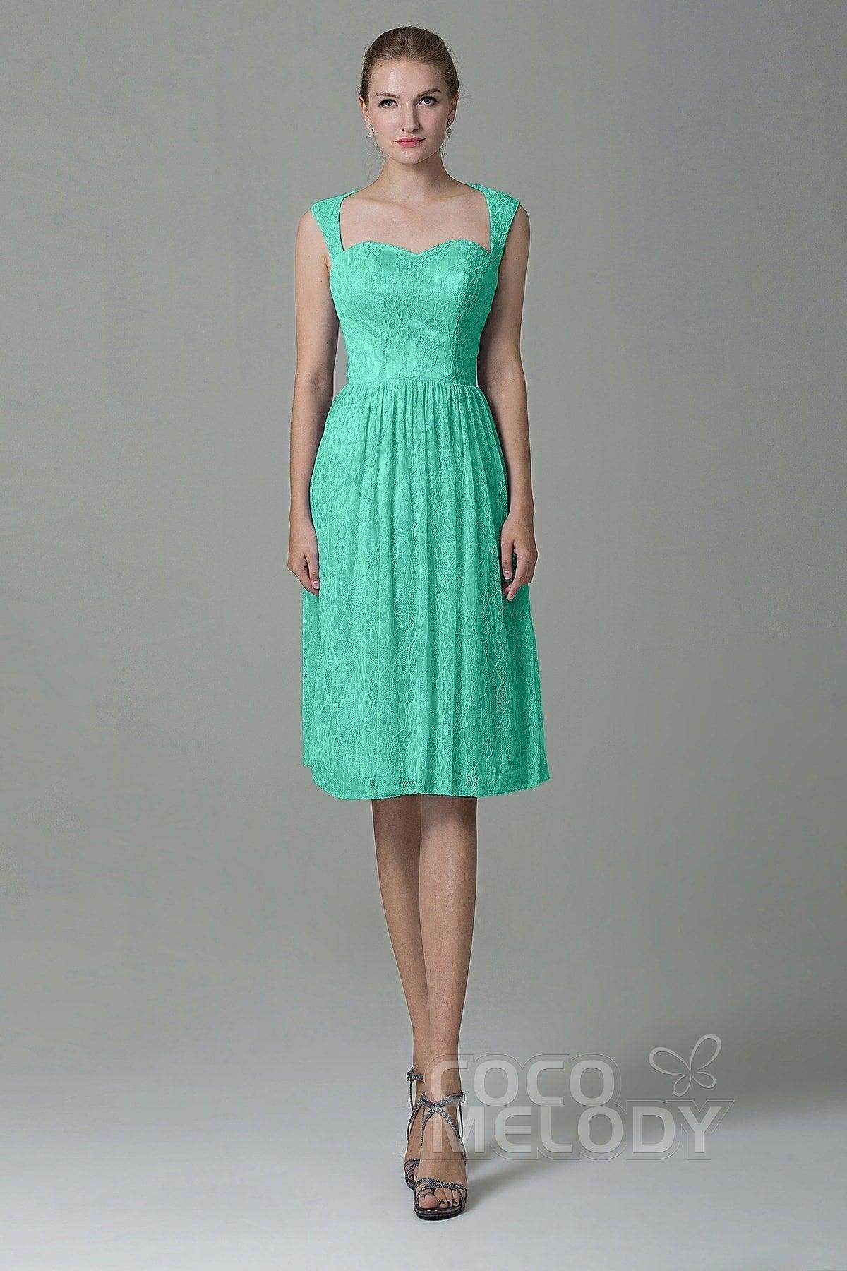 Sheath-Column Knee Length Lace Bridesmaid Dress COZK16007