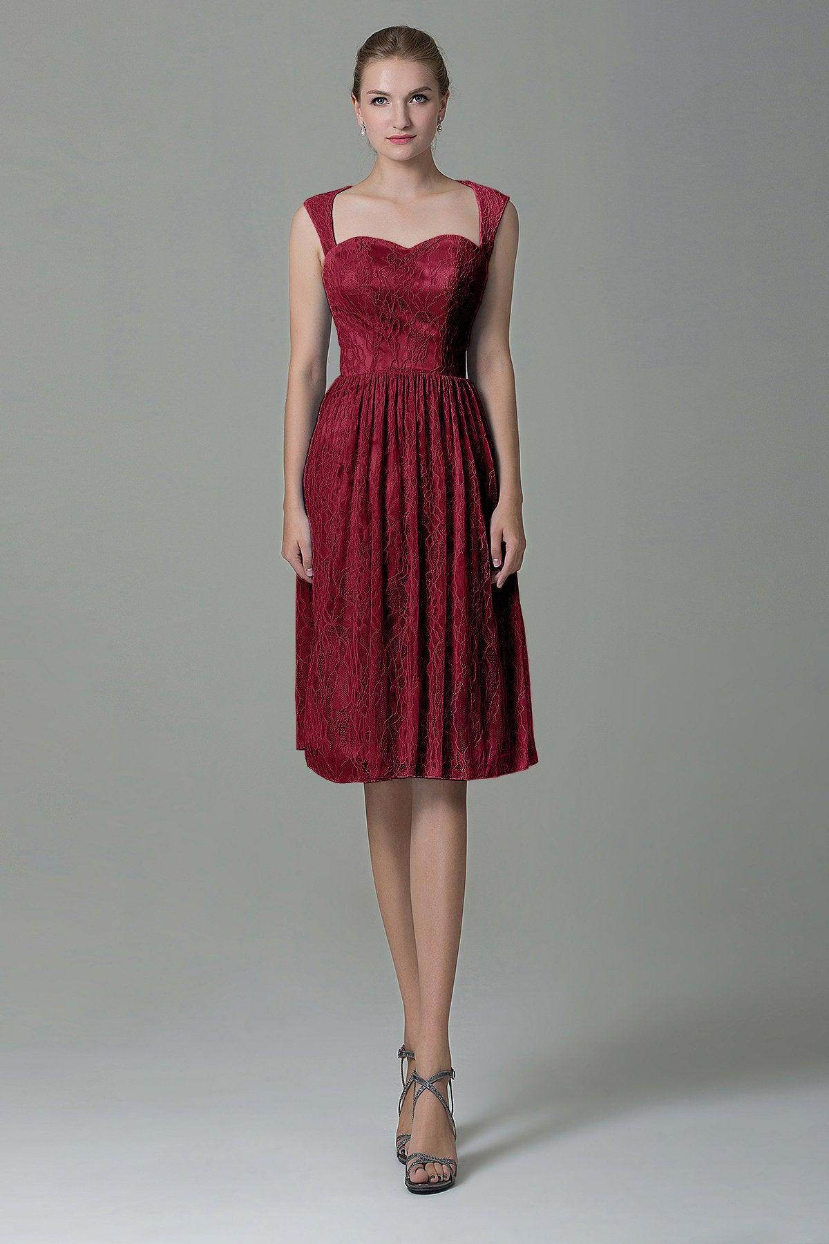 Sheath-Column Knee Length Lace Bridesmaid Dress COZK16007