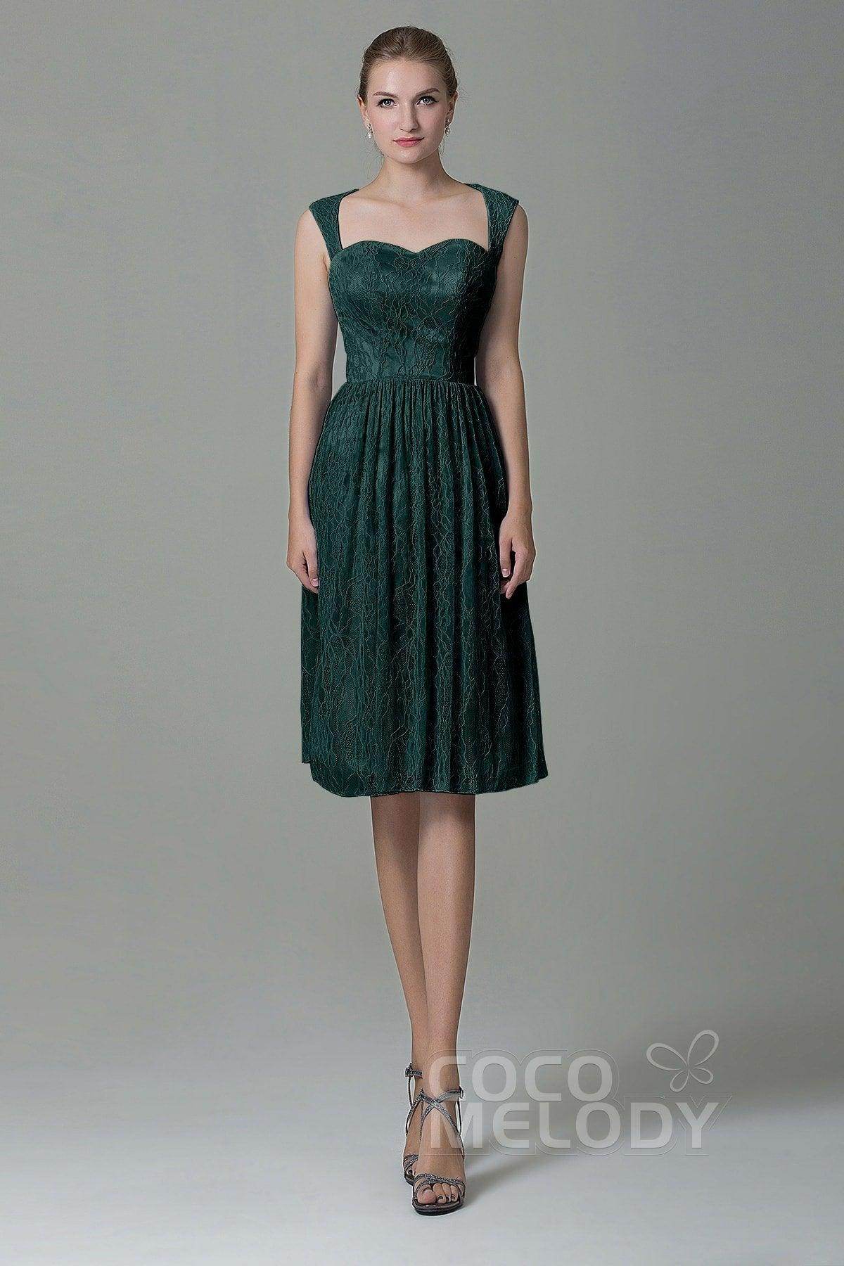 Sheath-Column Knee Length Lace Bridesmaid Dress COZK16007