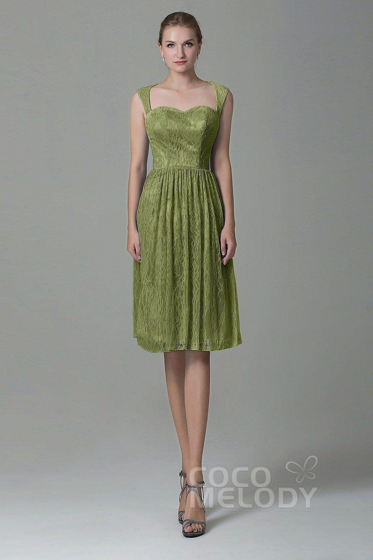 Sheath-Column Knee Length Lace Bridesmaid Dress COZK16007