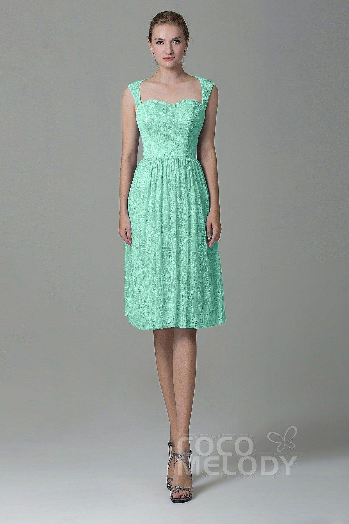 Sheath-Column Knee Length Lace Bridesmaid Dress COZK16007