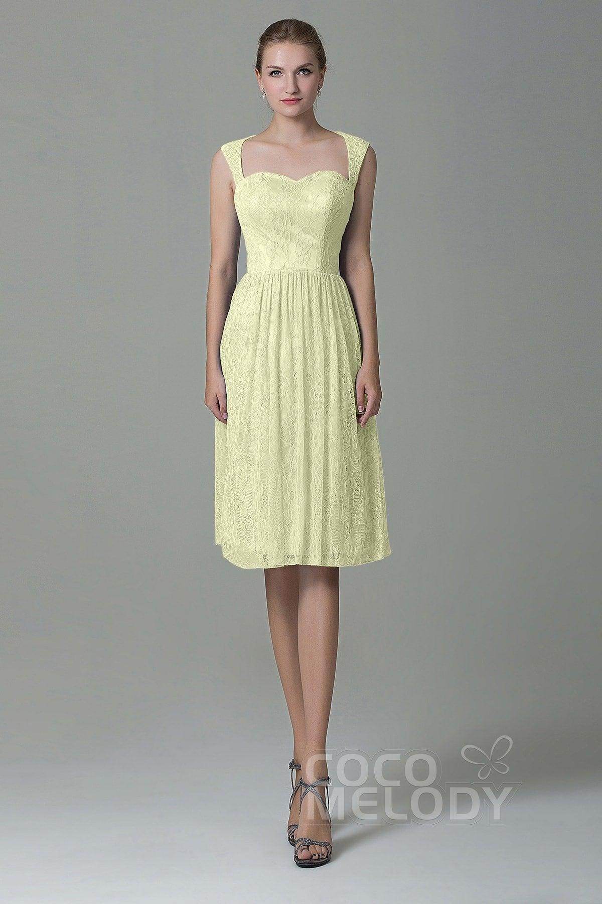 Sheath-Column Knee Length Lace Bridesmaid Dress COZK16007