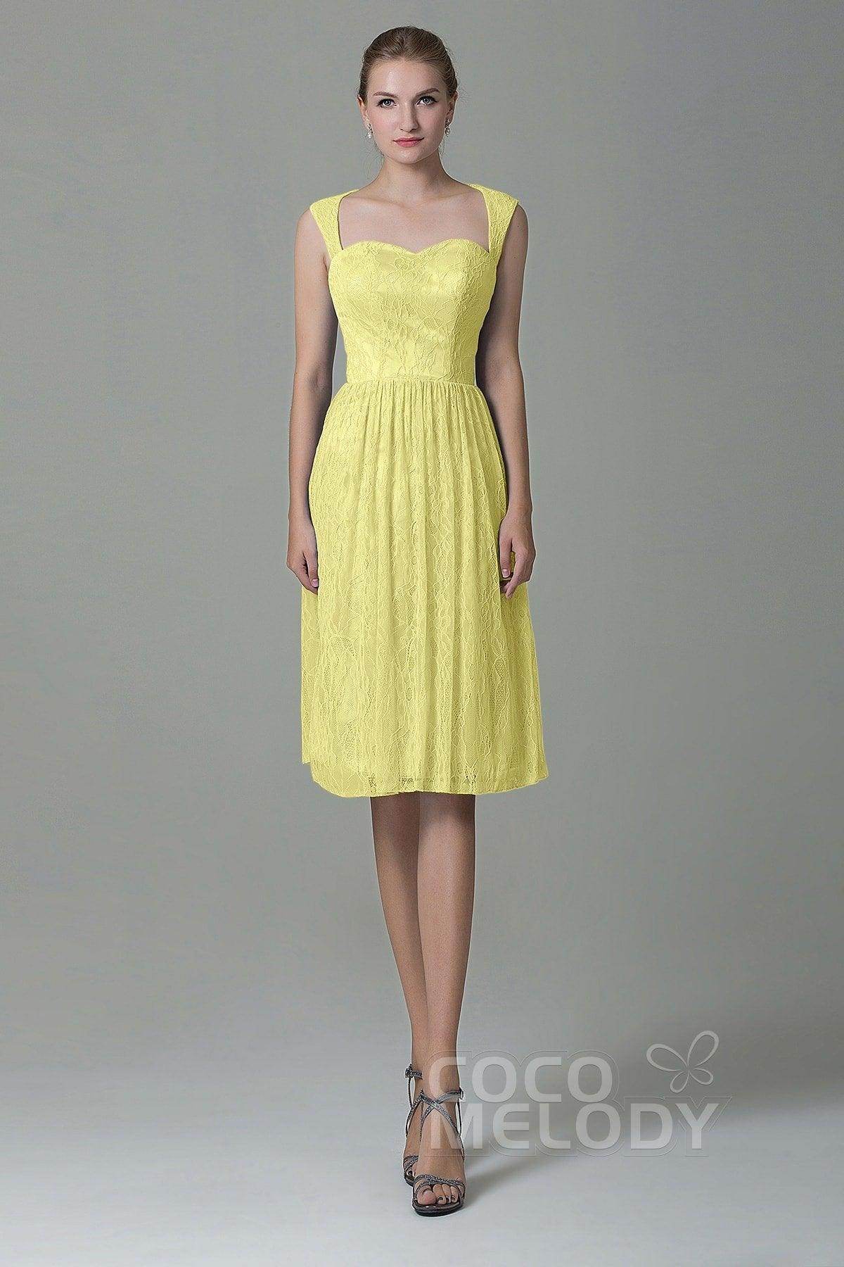 Sheath-Column Knee Length Lace Bridesmaid Dress COZK16007