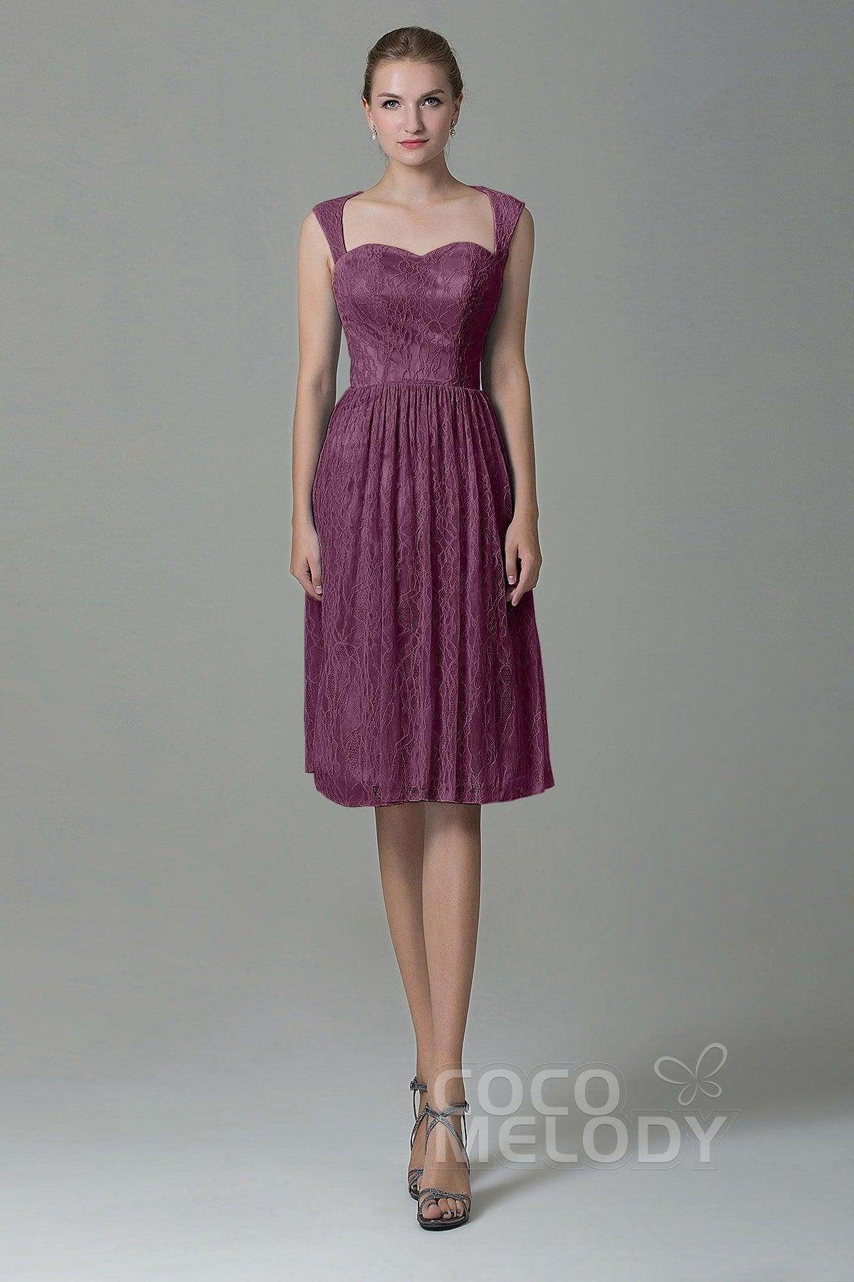 Sheath-Column Knee Length Lace Bridesmaid Dress COZK16007