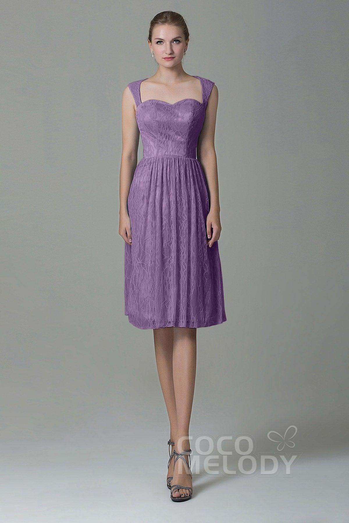 Sheath-Column Knee Length Lace Bridesmaid Dress COZK16007