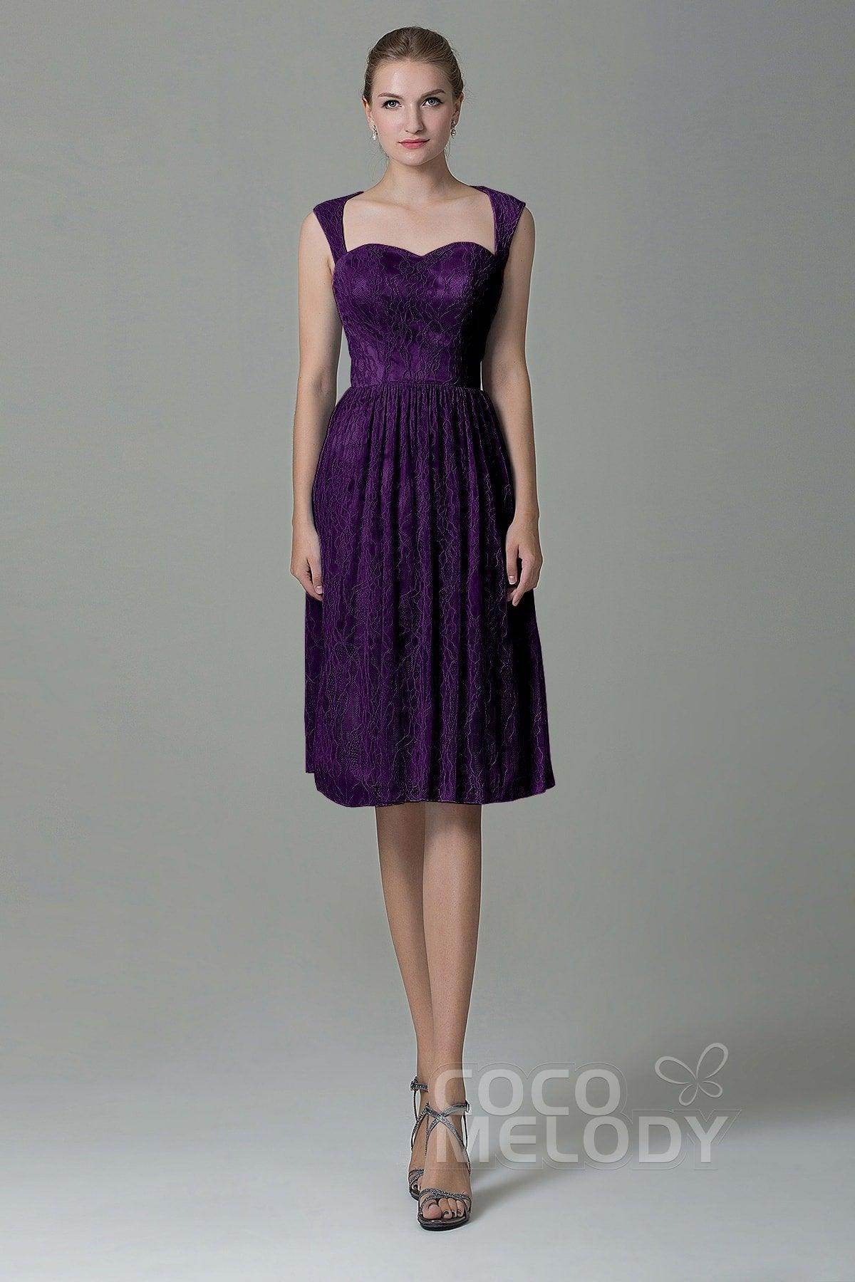 Sheath-Column Knee Length Lace Bridesmaid Dress COZK16007