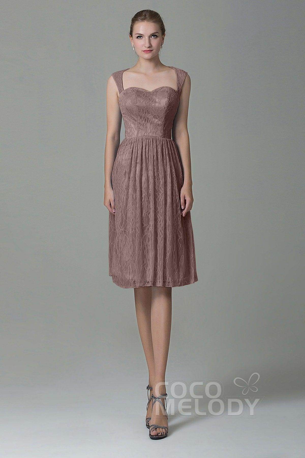 Sheath-Column Knee Length Lace Bridesmaid Dress COZK16007