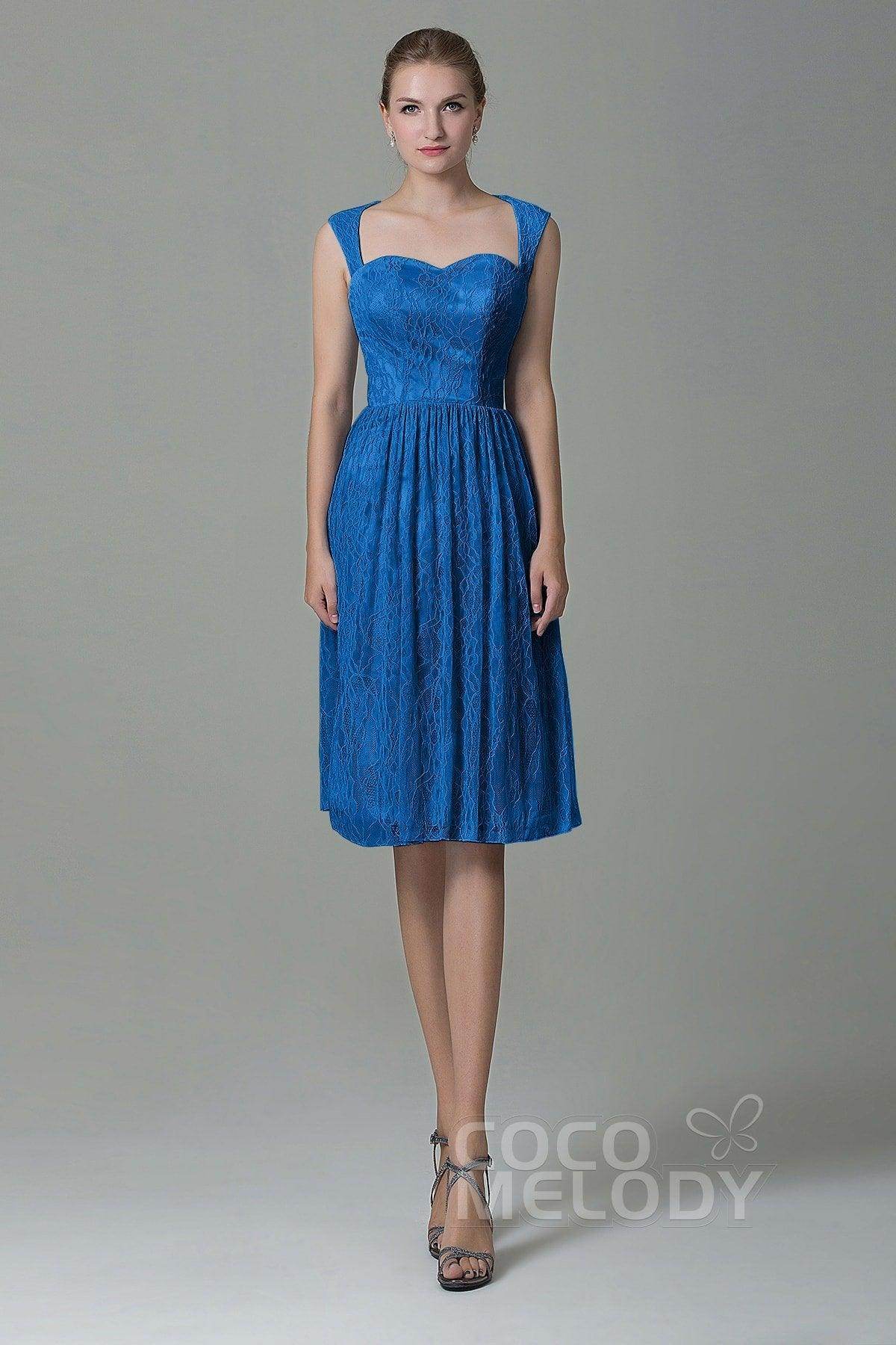 Sheath-Column Knee Length Lace Bridesmaid Dress COZK16007