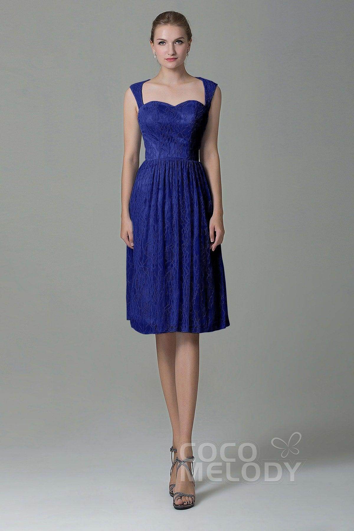 Sheath-Column Knee Length Lace Bridesmaid Dress COZK16007