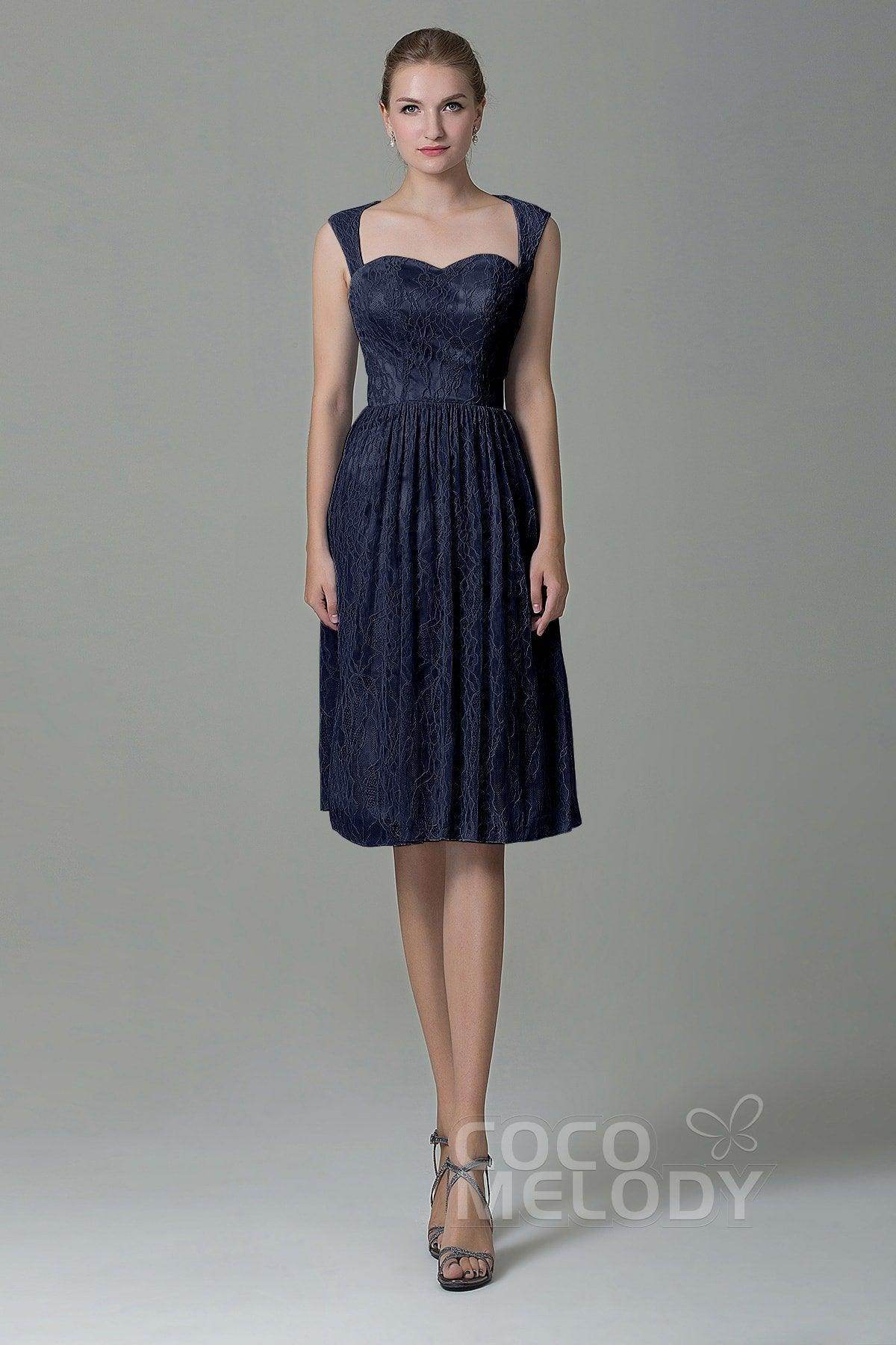 Sheath-Column Knee Length Lace Bridesmaid Dress COZK16007