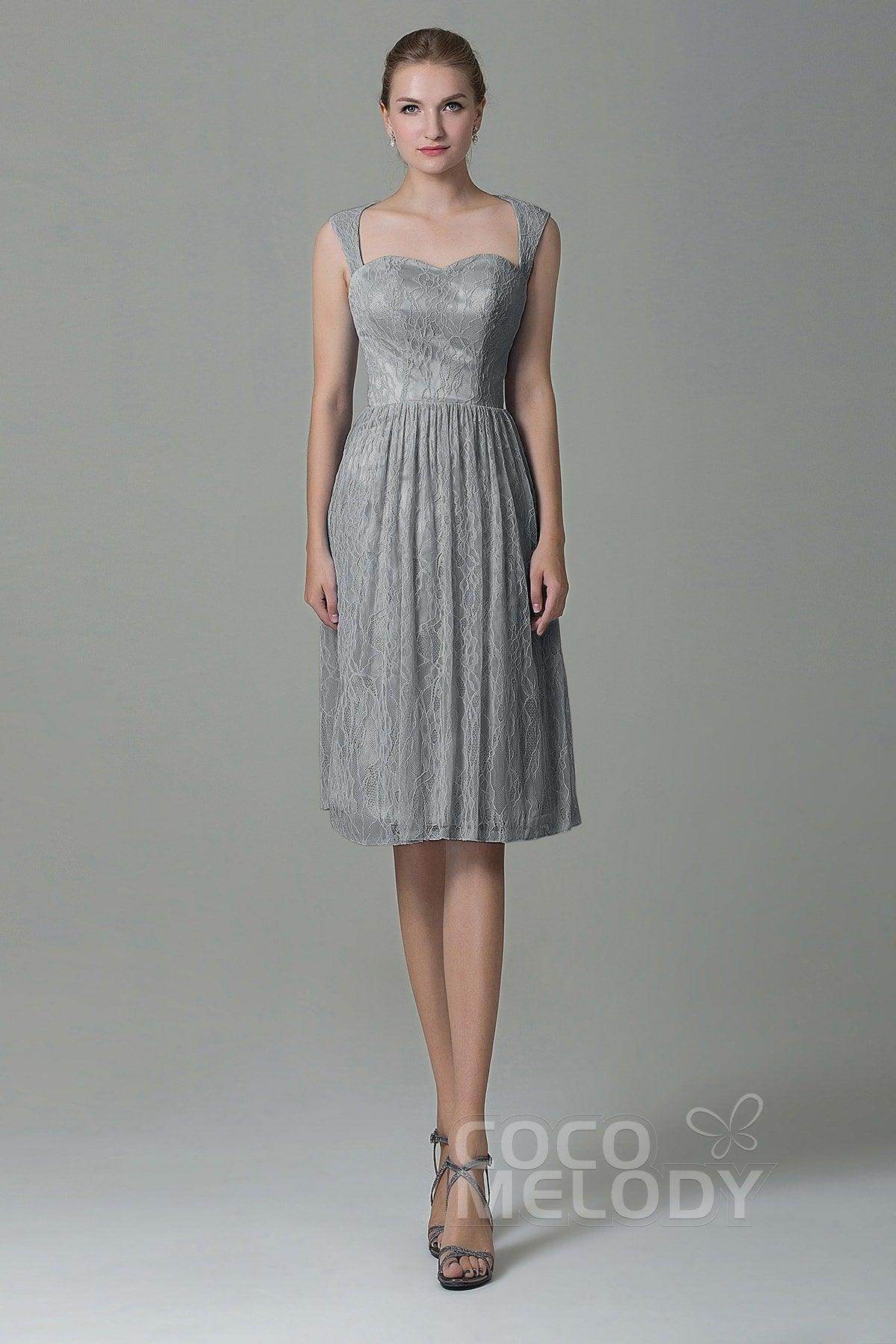Sheath-Column Knee Length Lace Bridesmaid Dress COZK16007