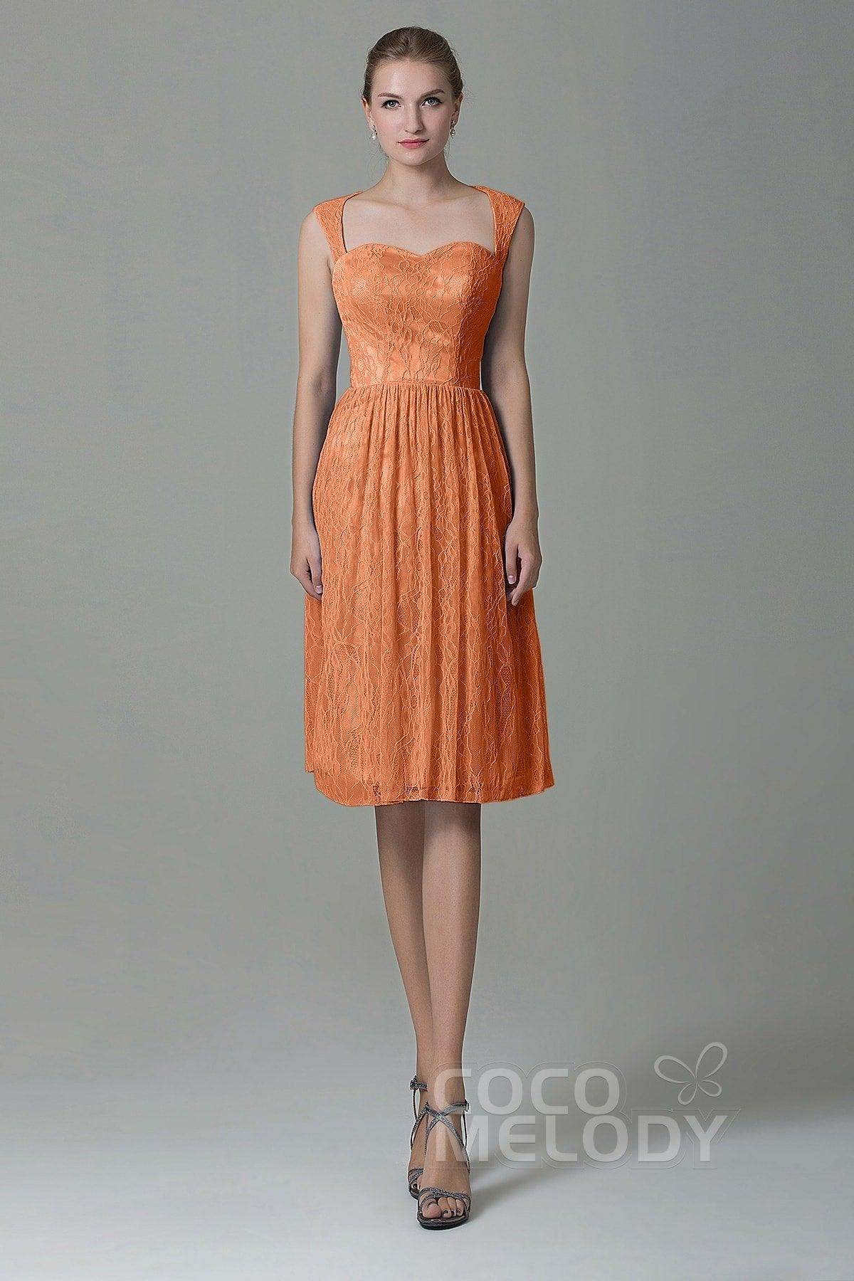 Sheath-Column Knee Length Lace Bridesmaid Dress COZK16007