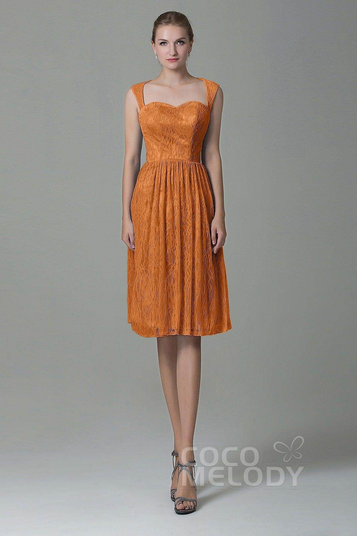 Sheath-Column Knee Length Lace Bridesmaid Dress COZK16007