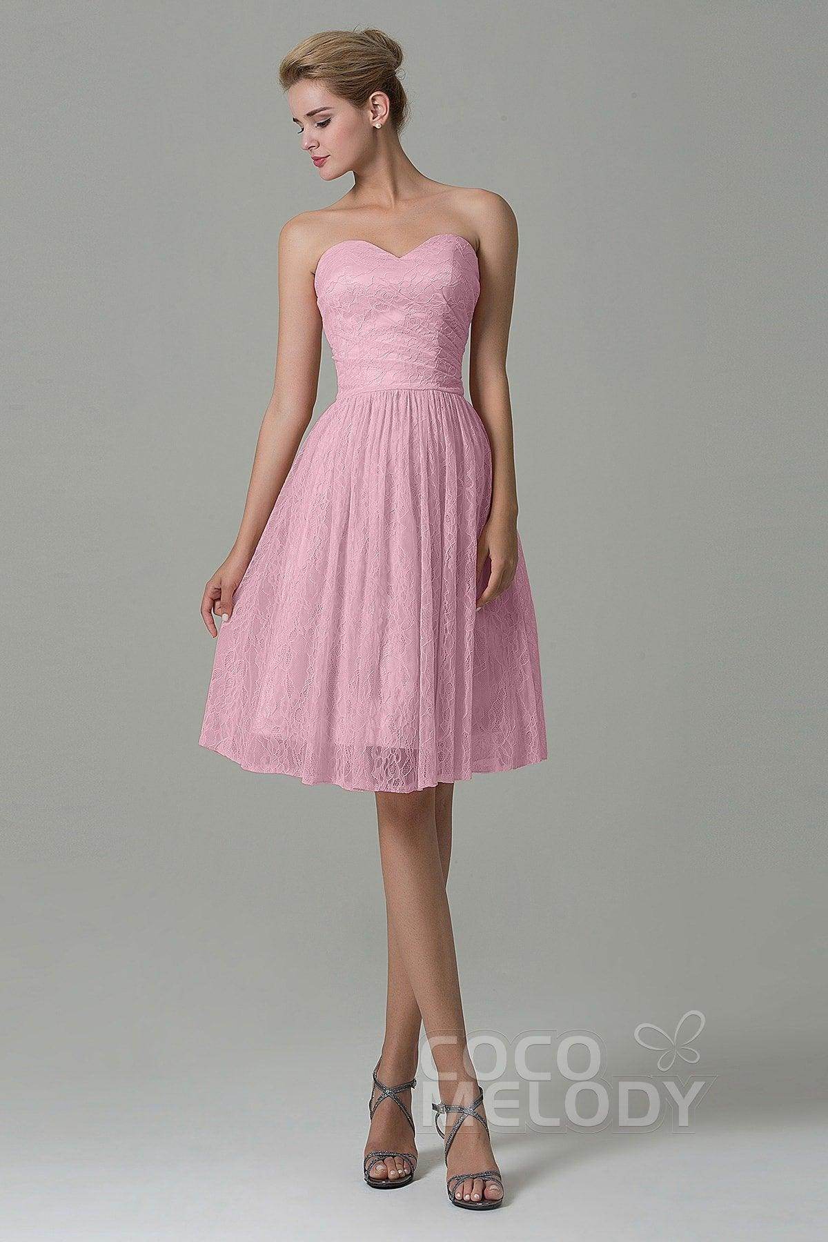 A-Line Knee Length Lace Bridesmaid Dress COZK16008