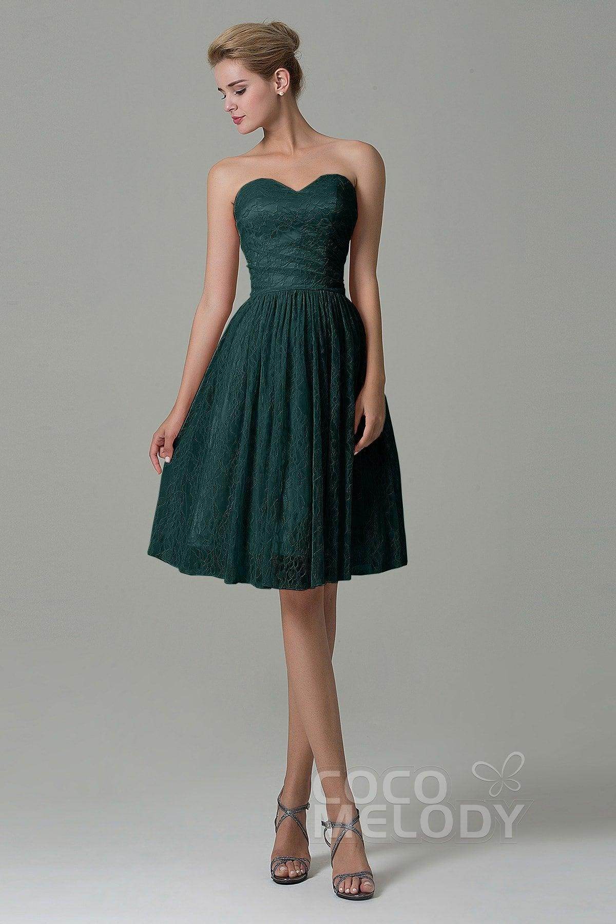 A-Line Knee Length Lace Bridesmaid Dress COZK16008