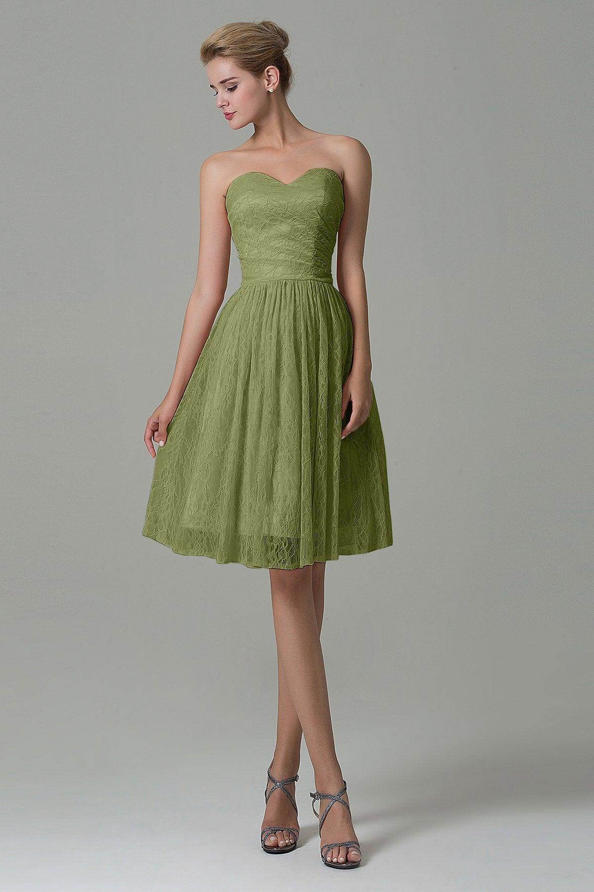 A-Line Knee Length Lace Bridesmaid Dress COZK16008