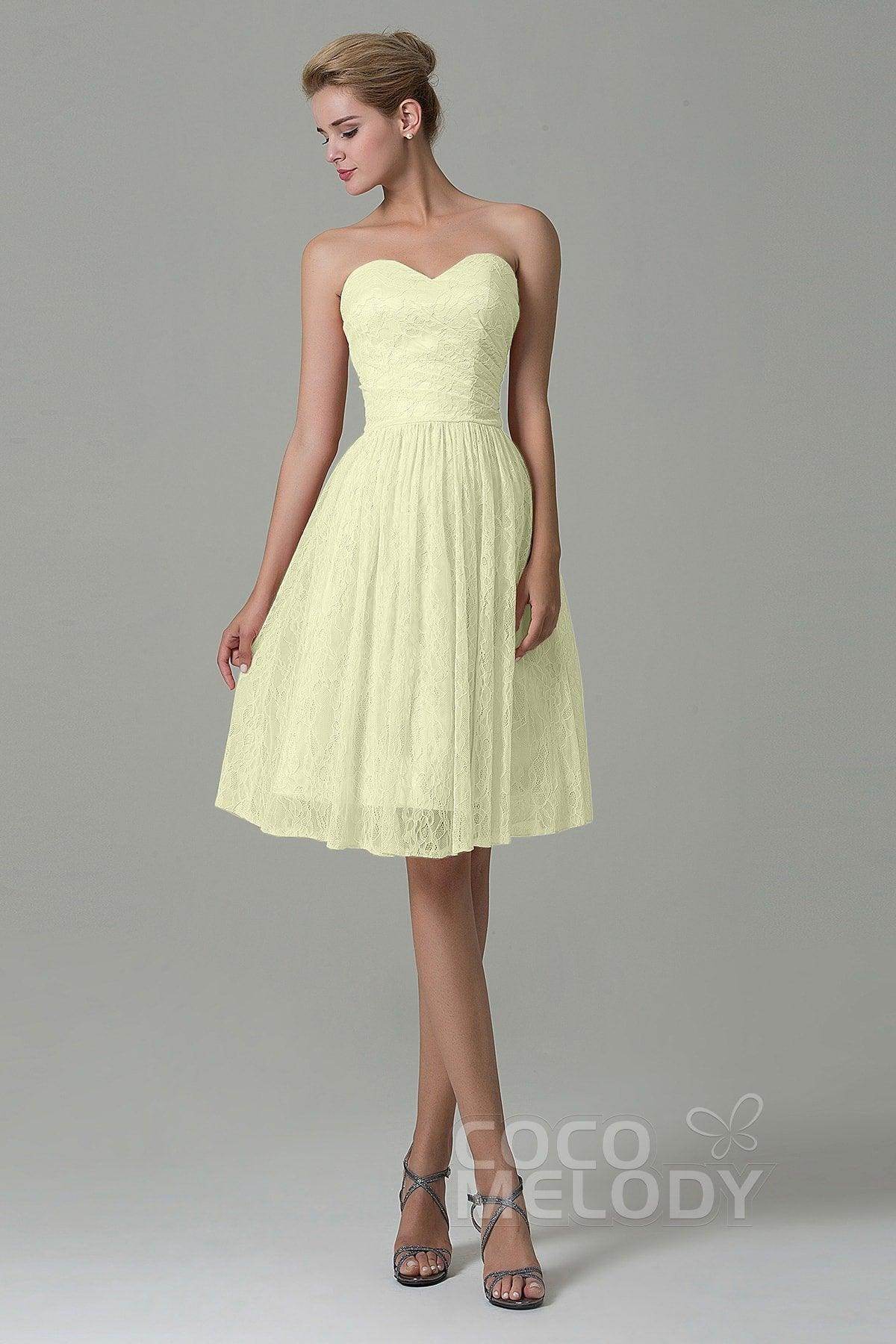 A-Line Knee Length Lace Bridesmaid Dress COZK16008
