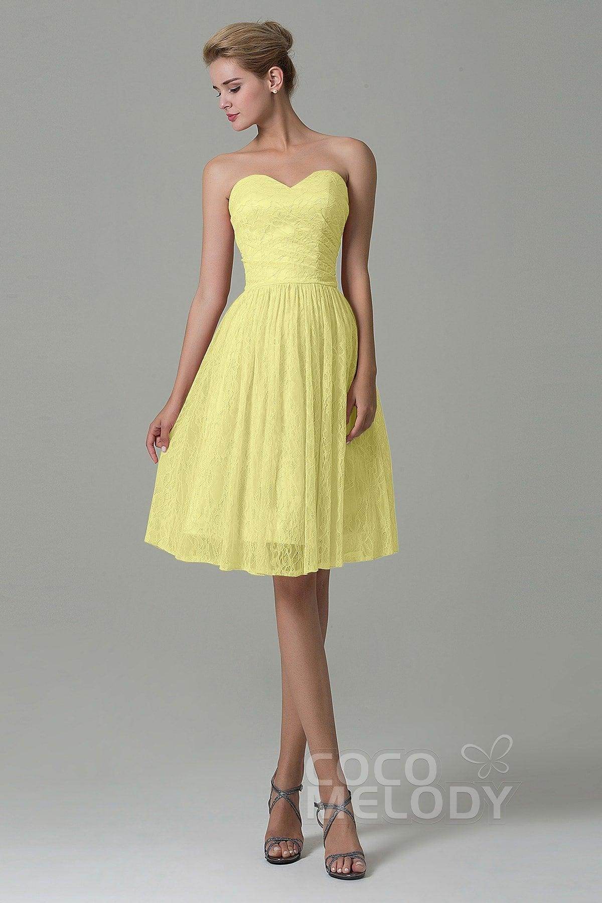 A-Line Knee Length Lace Bridesmaid Dress COZK16008