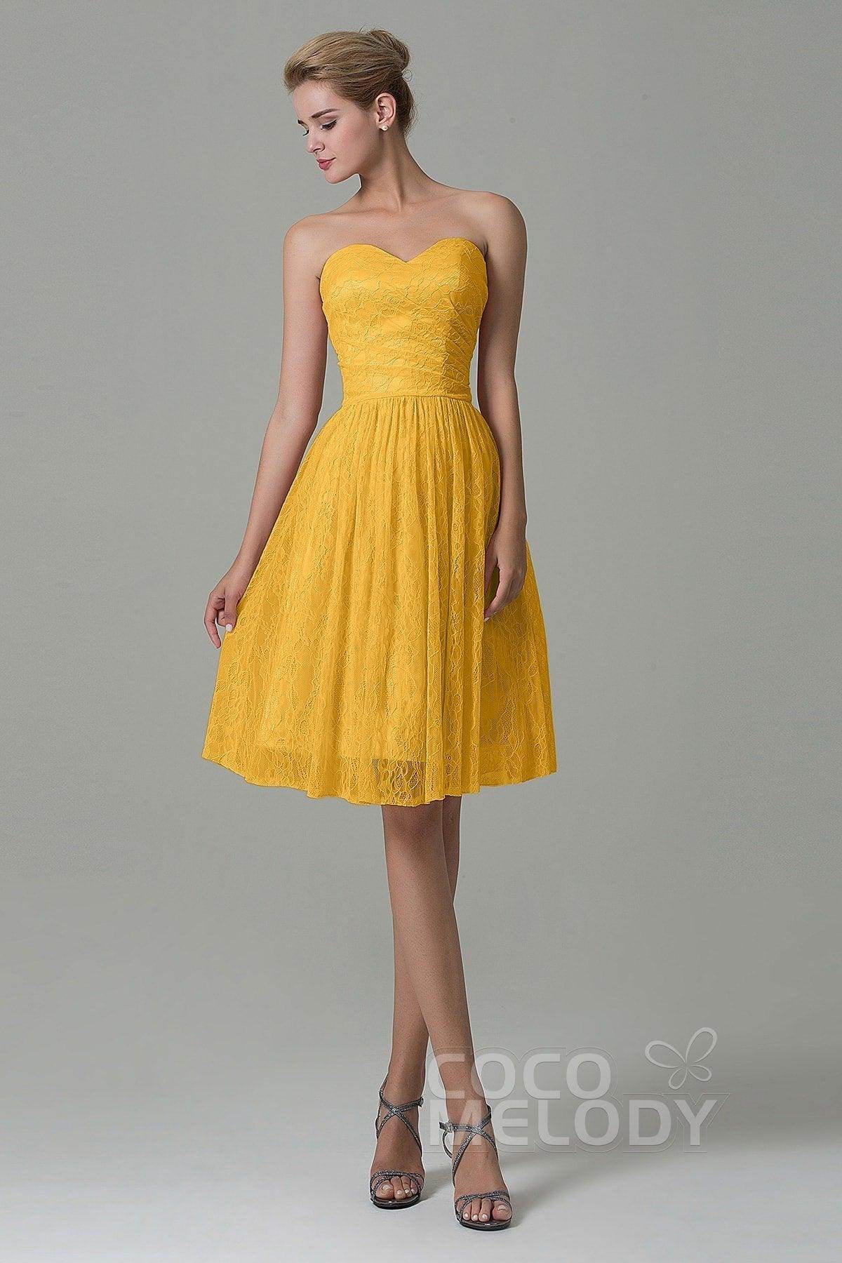 A-Line Knee Length Lace Bridesmaid Dress COZK16008