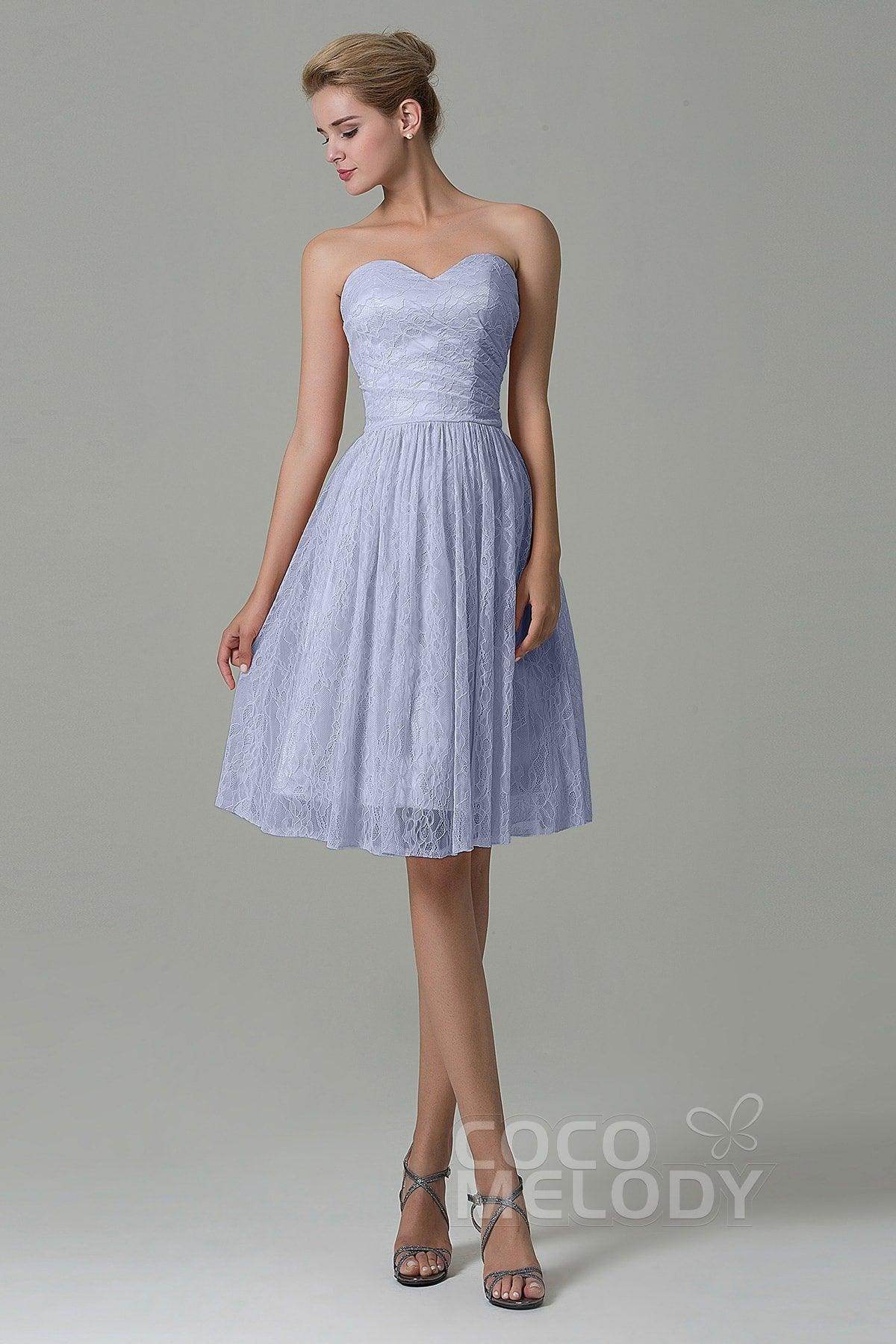 A-Line Knee Length Lace Bridesmaid Dress COZK16008