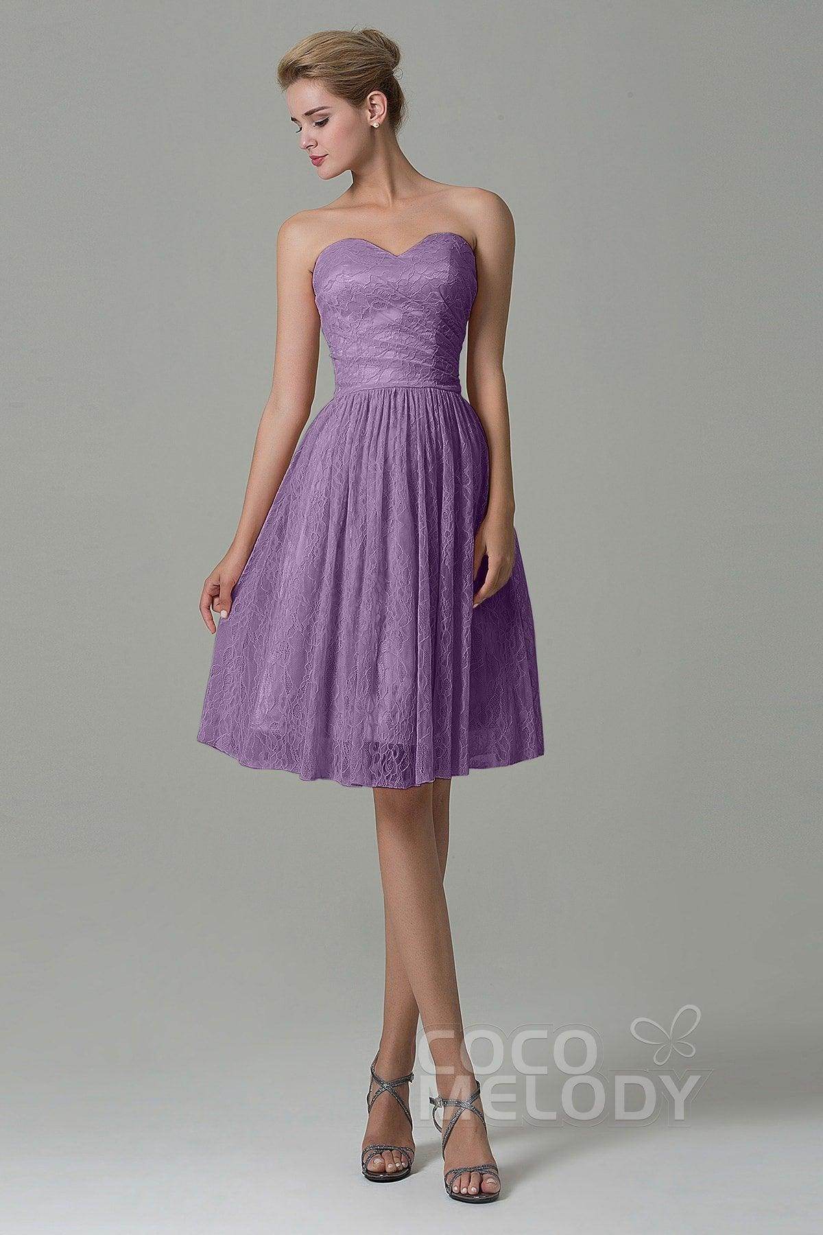A-Line Knee Length Lace Bridesmaid Dress COZK16008