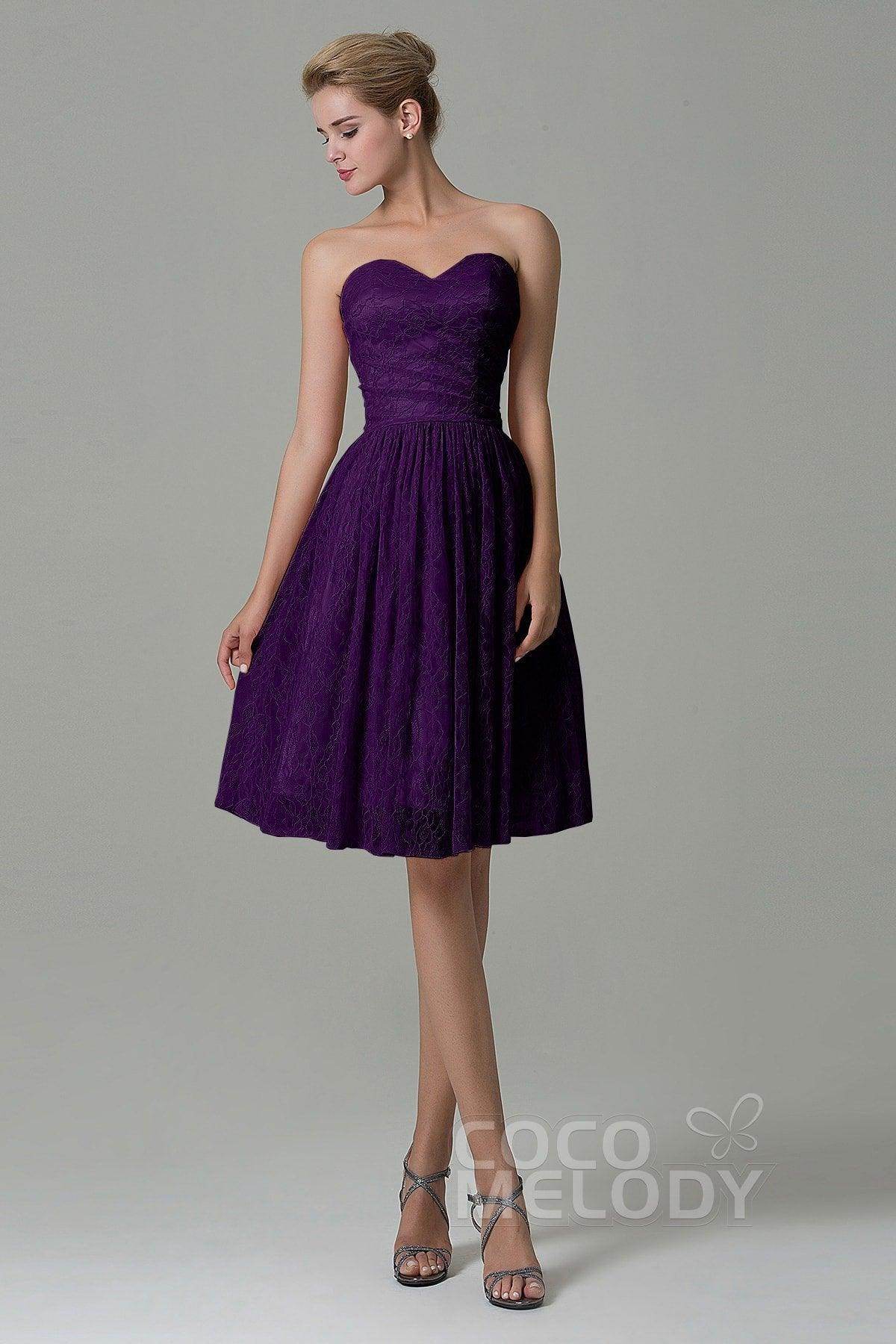 A-Line Knee Length Lace Bridesmaid Dress COZK16008