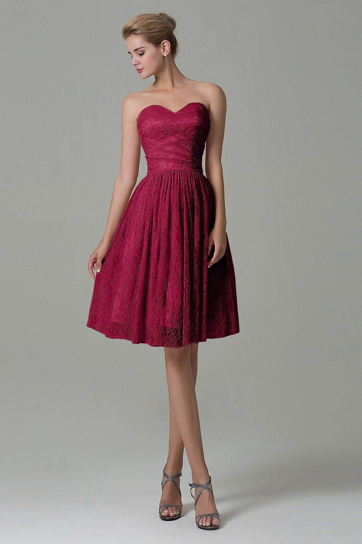 A-Line Knee Length Lace Bridesmaid Dress COZK16008