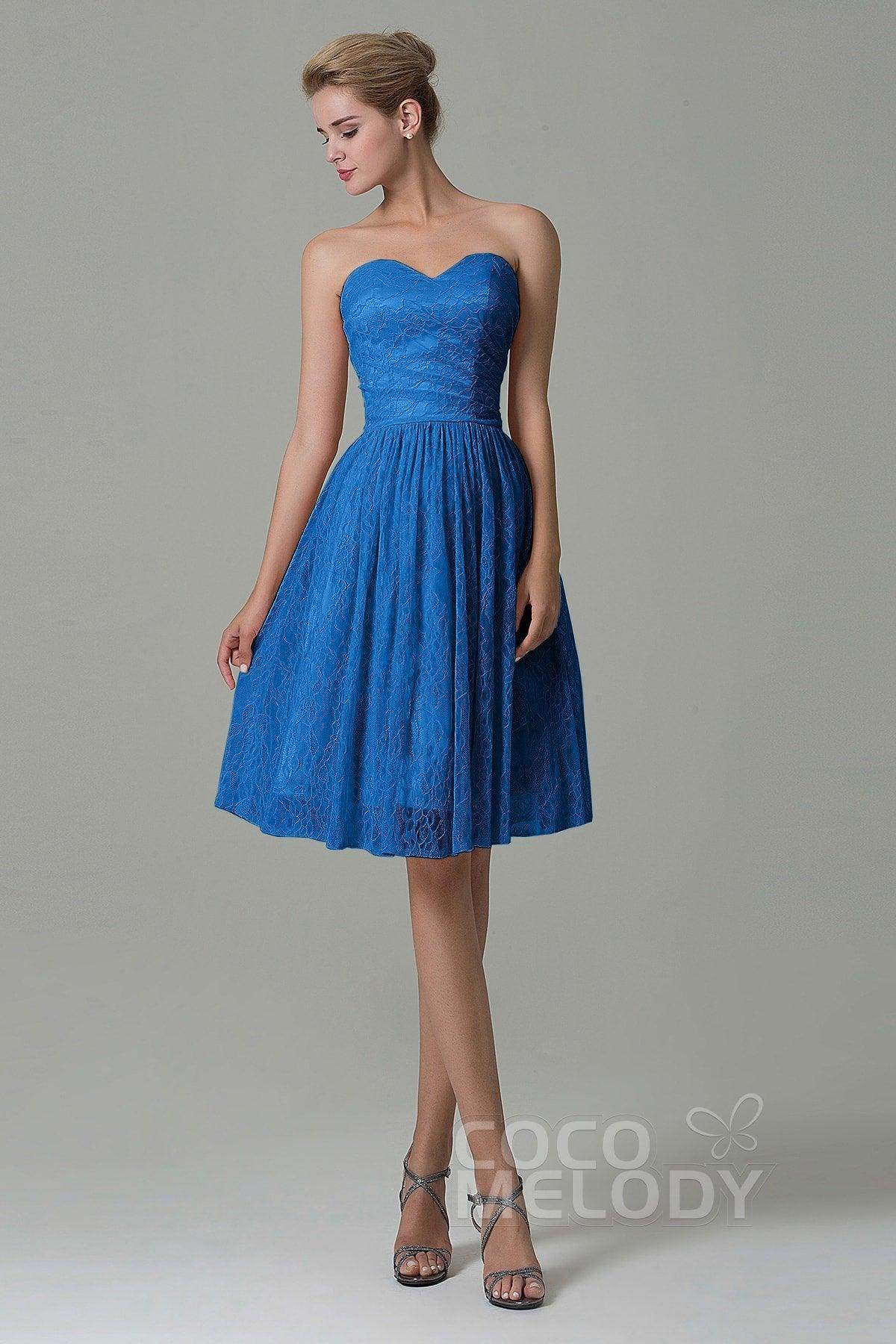 A-Line Knee Length Lace Bridesmaid Dress COZK16008