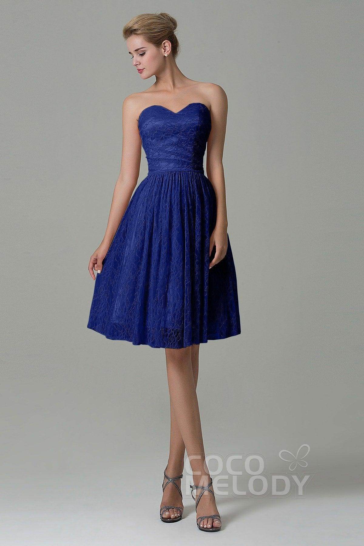 A-Line Knee Length Lace Bridesmaid Dress COZK16008