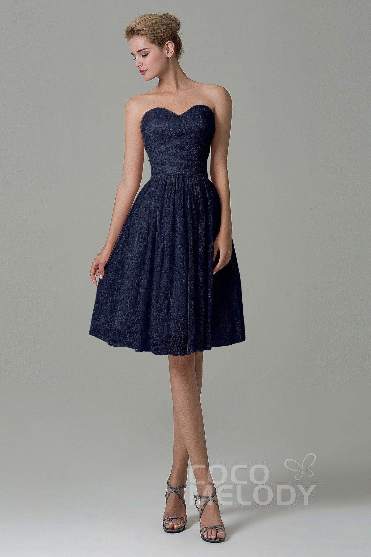 A-Line Knee Length Lace Bridesmaid Dress COZK16008