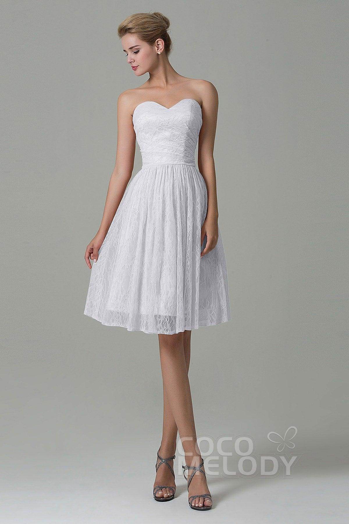 A-Line Knee Length Lace Bridesmaid Dress COZK16008